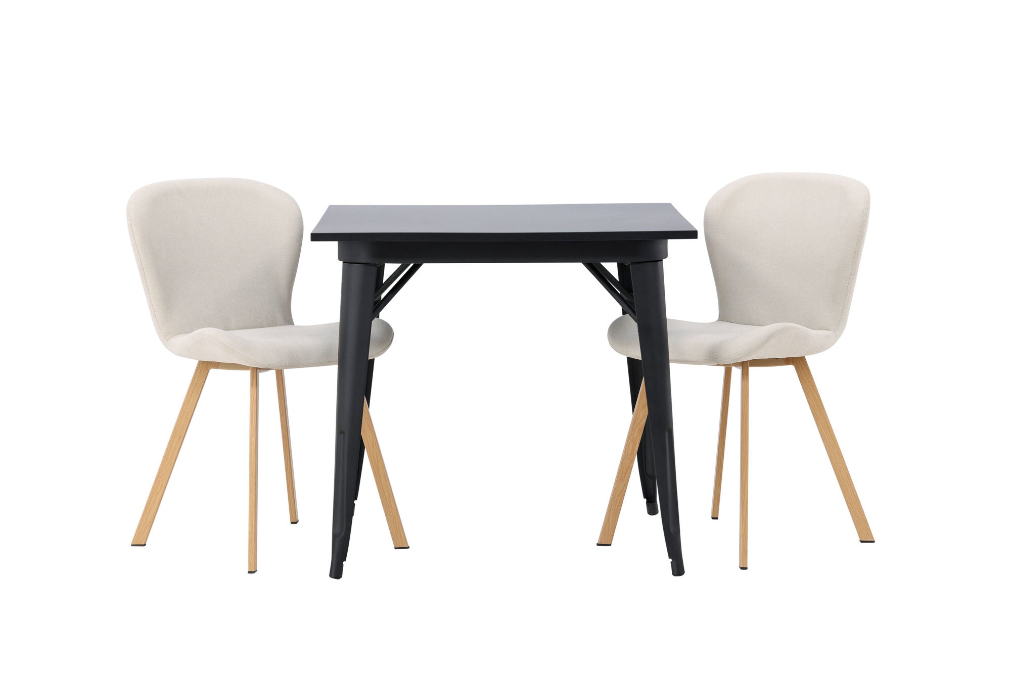 Venture Home Tempe spisebord - Black / Black MDF +Lilja Spisebordsstol - Oaklook / Beige Fabric _2
