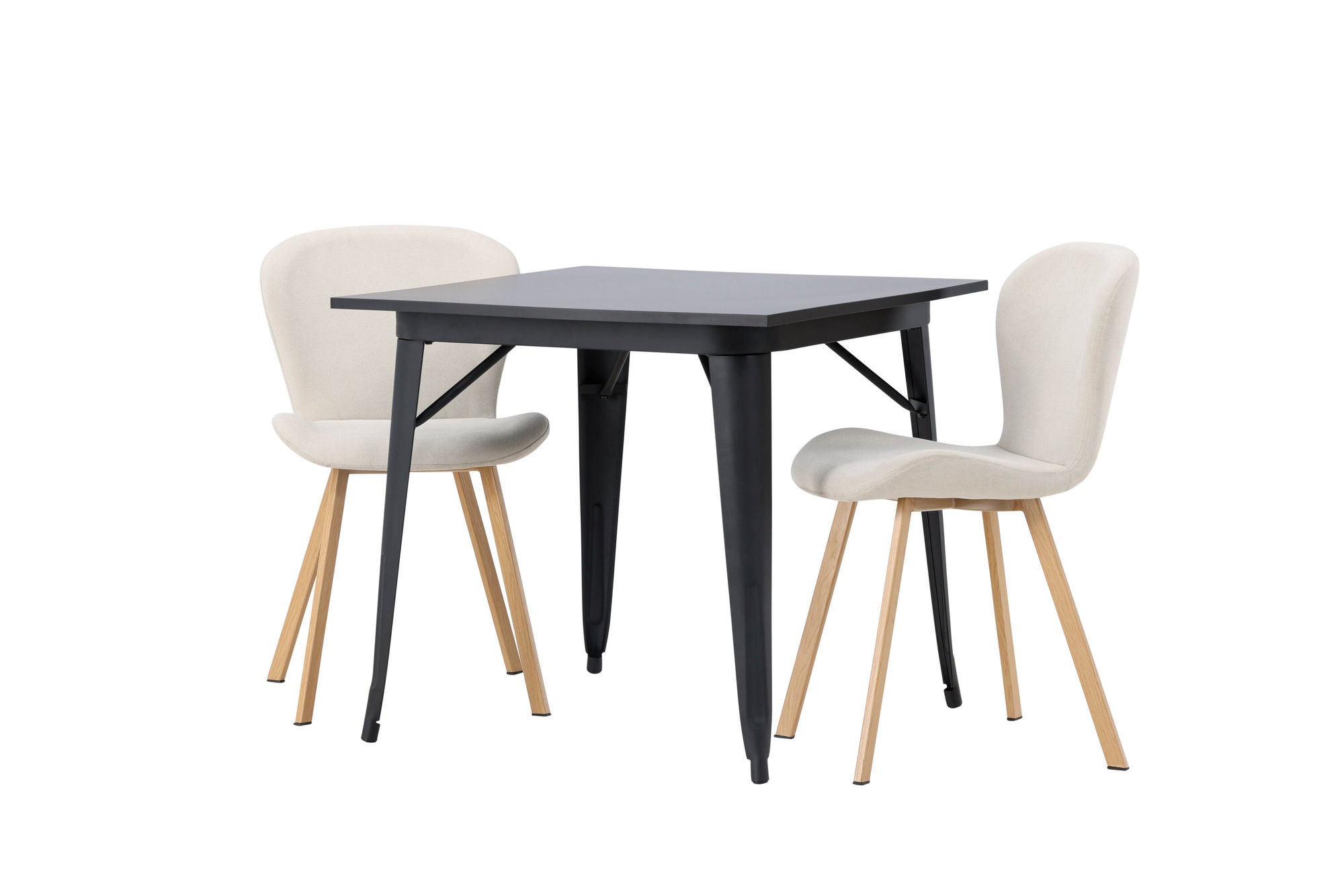 Venture Home Tempe spisebord - Black / Black MDF +Lilja Spisebordsstol - Oaklook / Beige Fabric _2