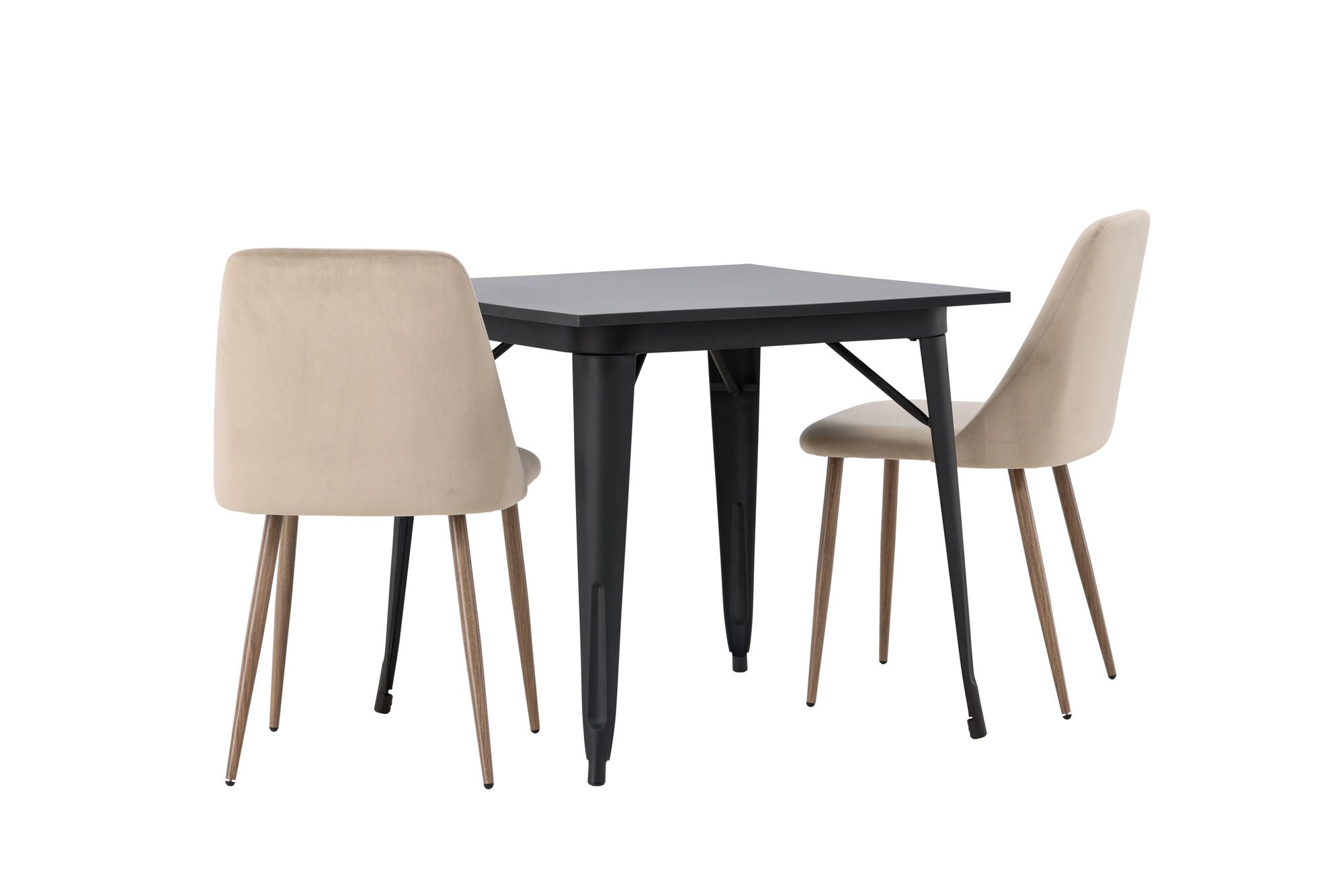 Venture Home Tempe spisebord - Black / Black MDF +Night Spisebordsstol - Dark walnut / Mocca / Brown Fabric _2