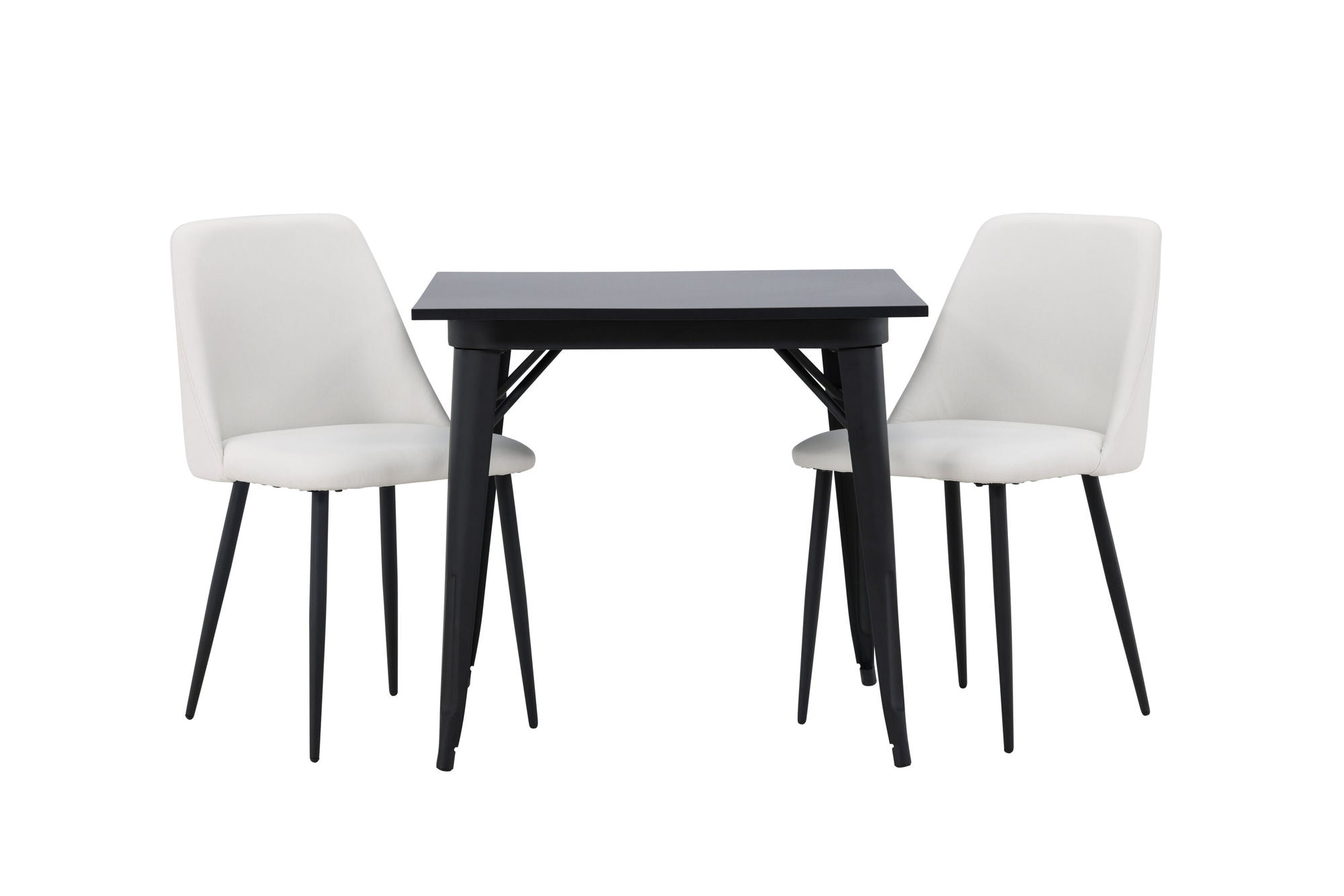 Venture Home Tempe spisebord - Black / Black MDF +Night Spisebordsstol - Black / White PU _2