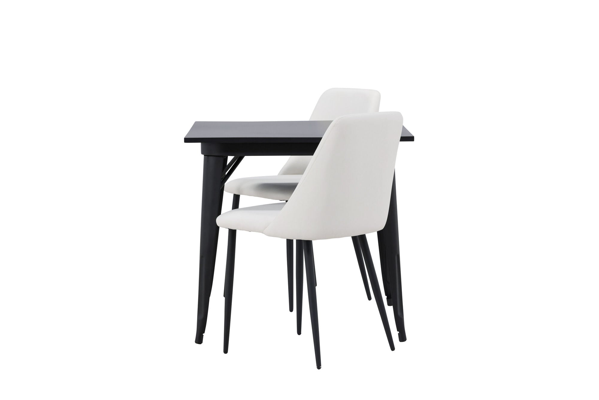 Venture Home Tempe spisebord - Black / Black MDF +Night Spisebordsstol - Black / White PU _2