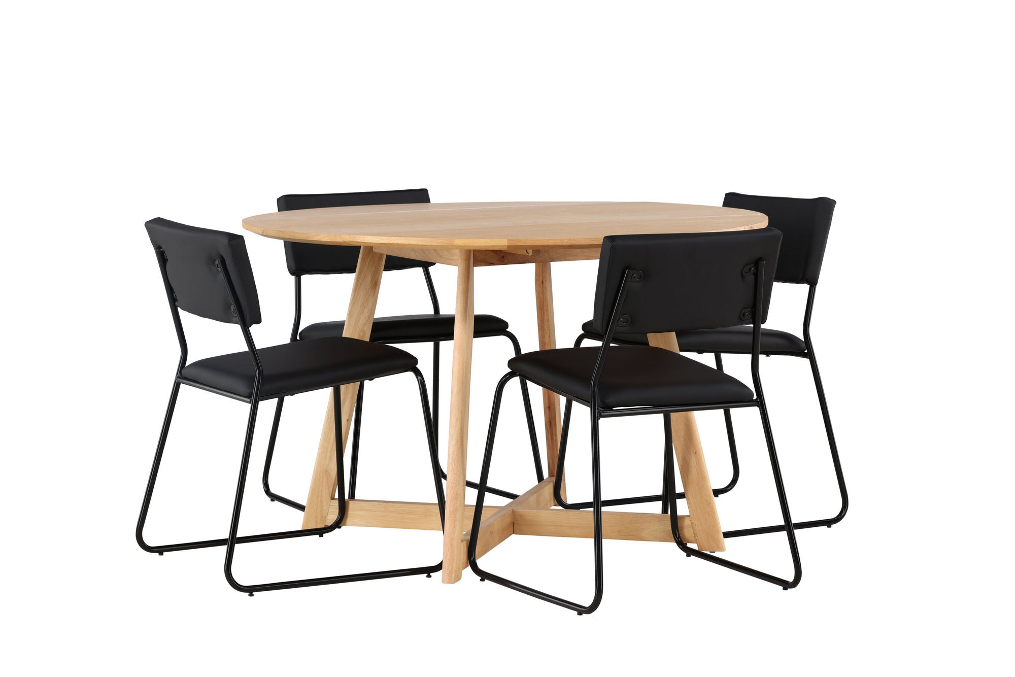 Venture Home Yakidon spisebord - Rubberwood / Oaklook MDF +Kenth stol - Black / Black PU _4