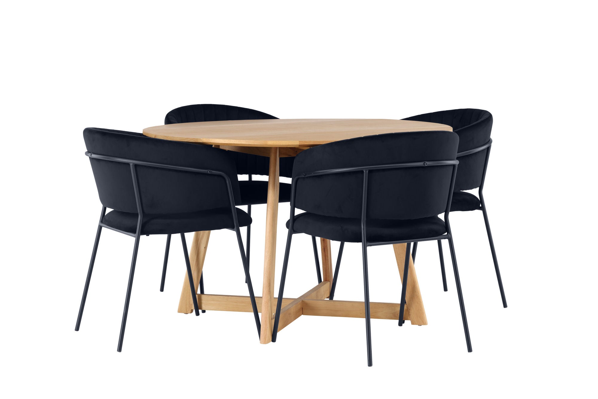 Venture Home Yakidon spisebord - Rubberwood / Oaklook MDF +Selma Spisebordsstol - Black / Black Velvet _4