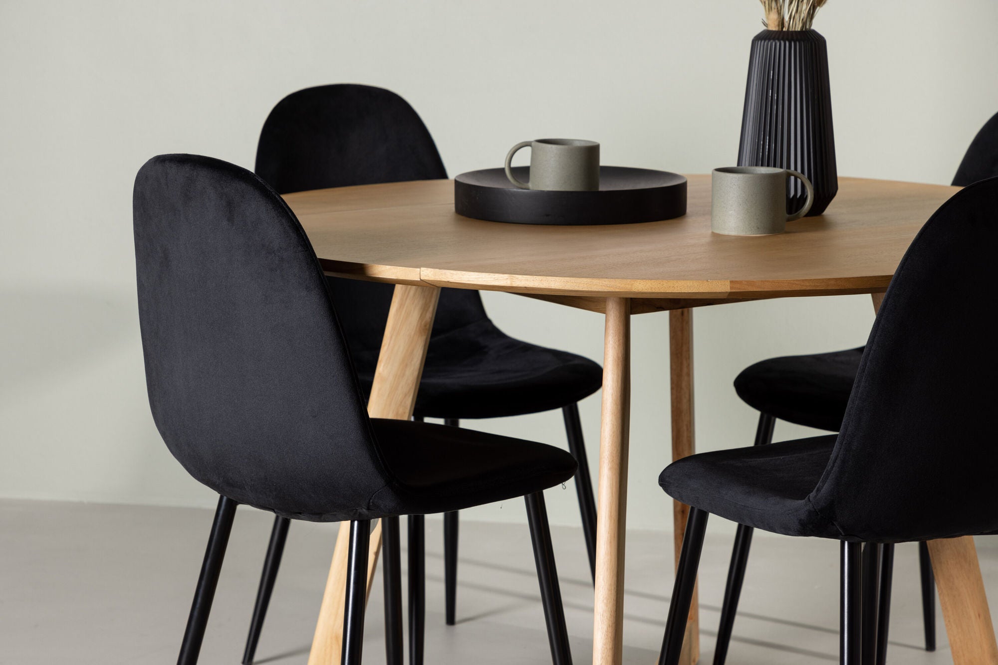 Venture Home Yakidon spisebord - Rubberwood / Oaklook MDF +Polar Spisebordsstol - Black legs / Black Velvet _4