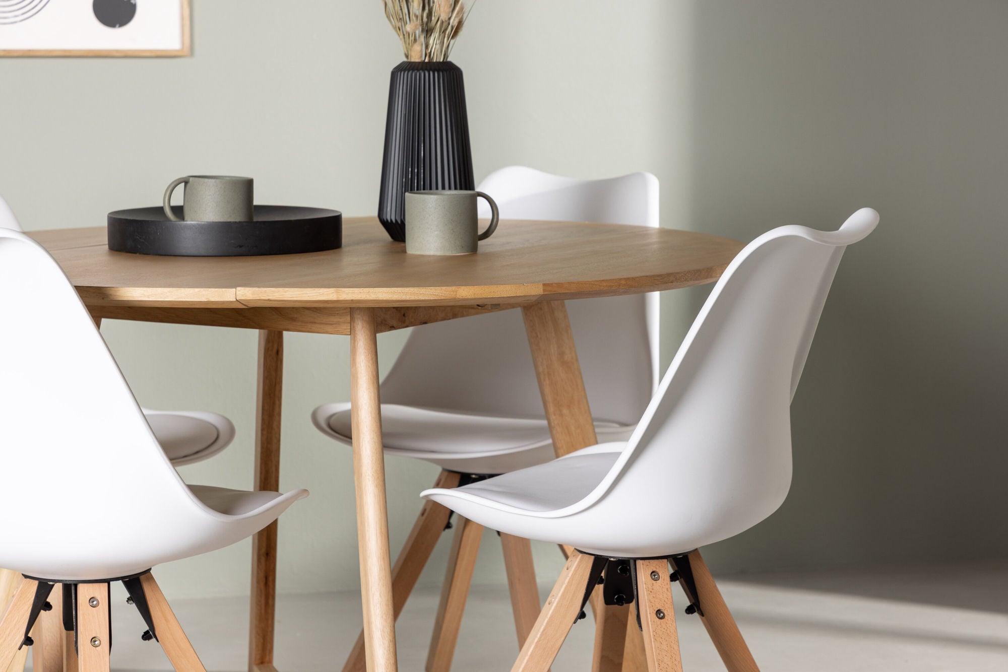 Venture Home Yakidon spisebord - Rubberwood / Oaklook MDF +Zeno Spisebordsstol - Nature woodlook / White PP _4