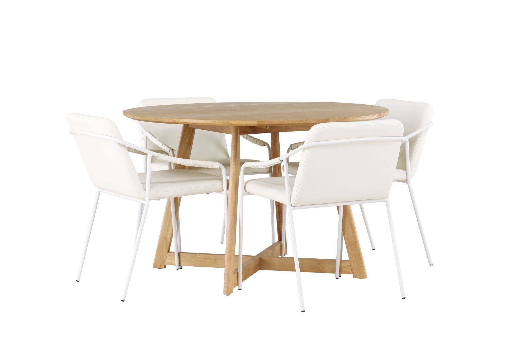 Venture Home Yakidon spisebord - Rubberwood / Oaklook MDF +Tvist Spisebordsstol - Beige / Beige PU _4