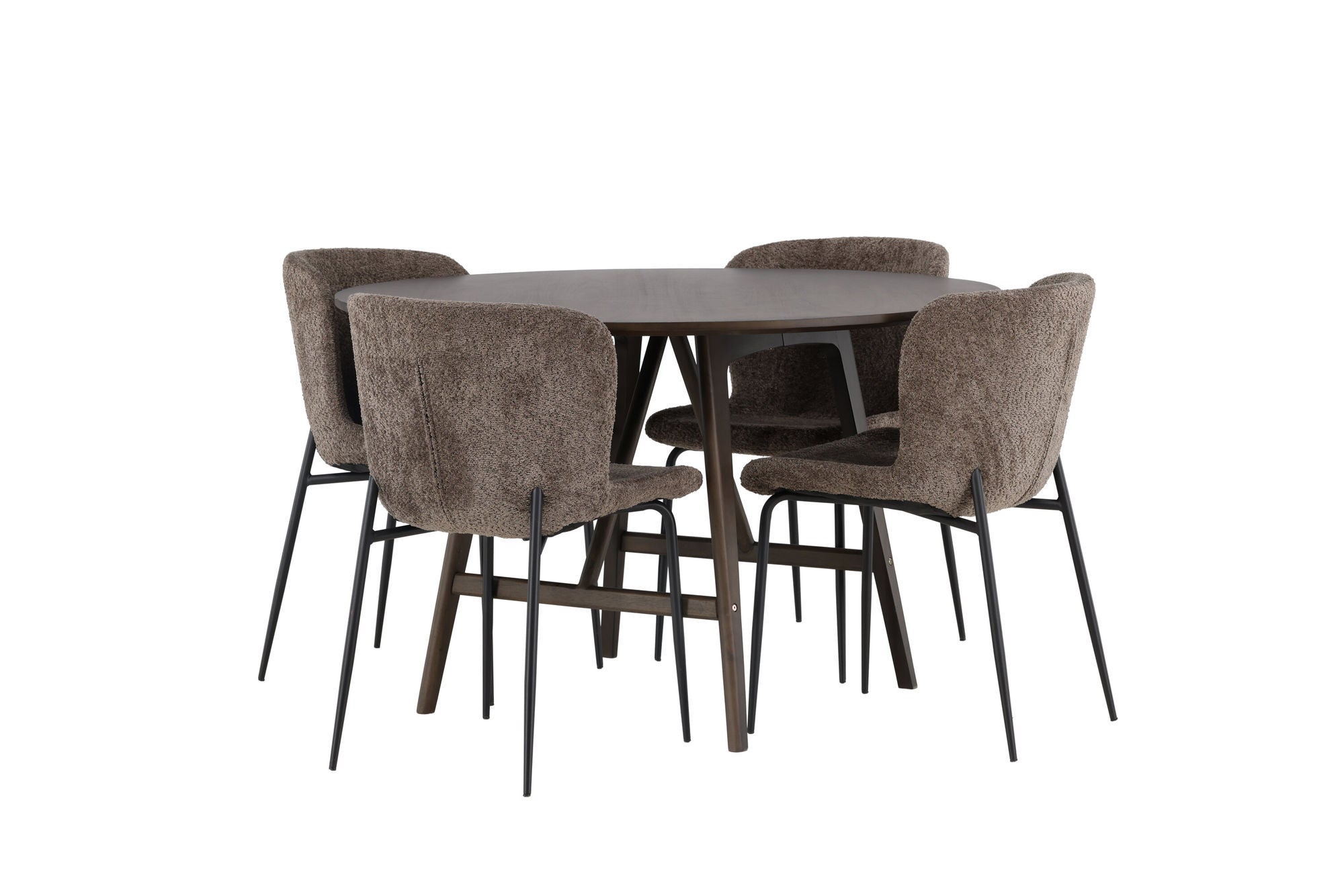 Venture Home Kaseidon spisebord - rund - Rubberwood / Dark Brown MDF +Modesto Spisebordsstol - Grey / Smoked Black Boucle _4