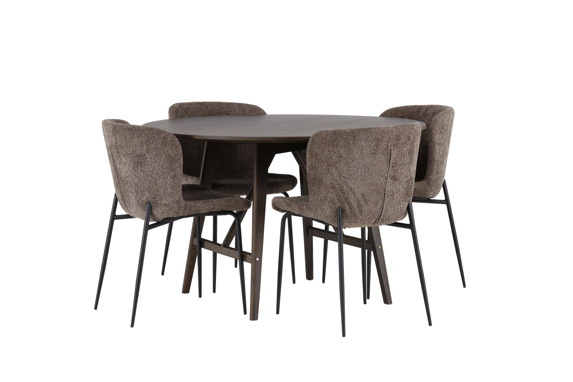 Venture Home Kaseidon spisebord - rund - Rubberwood / Dark Brown MDF +Modesto Spisebordsstol - Grey / Smoked Black Boucle _4