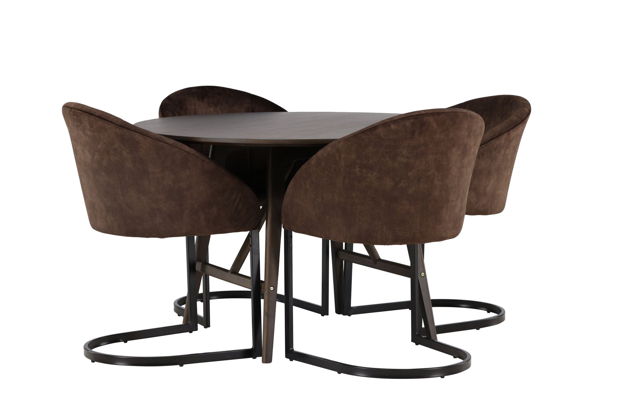 Venture Home Kaseidon spisebord - rund - Rubberwood / Dark Brown MDF +Evening Spisebordsstol - Matte brown / Brown Fabric _4