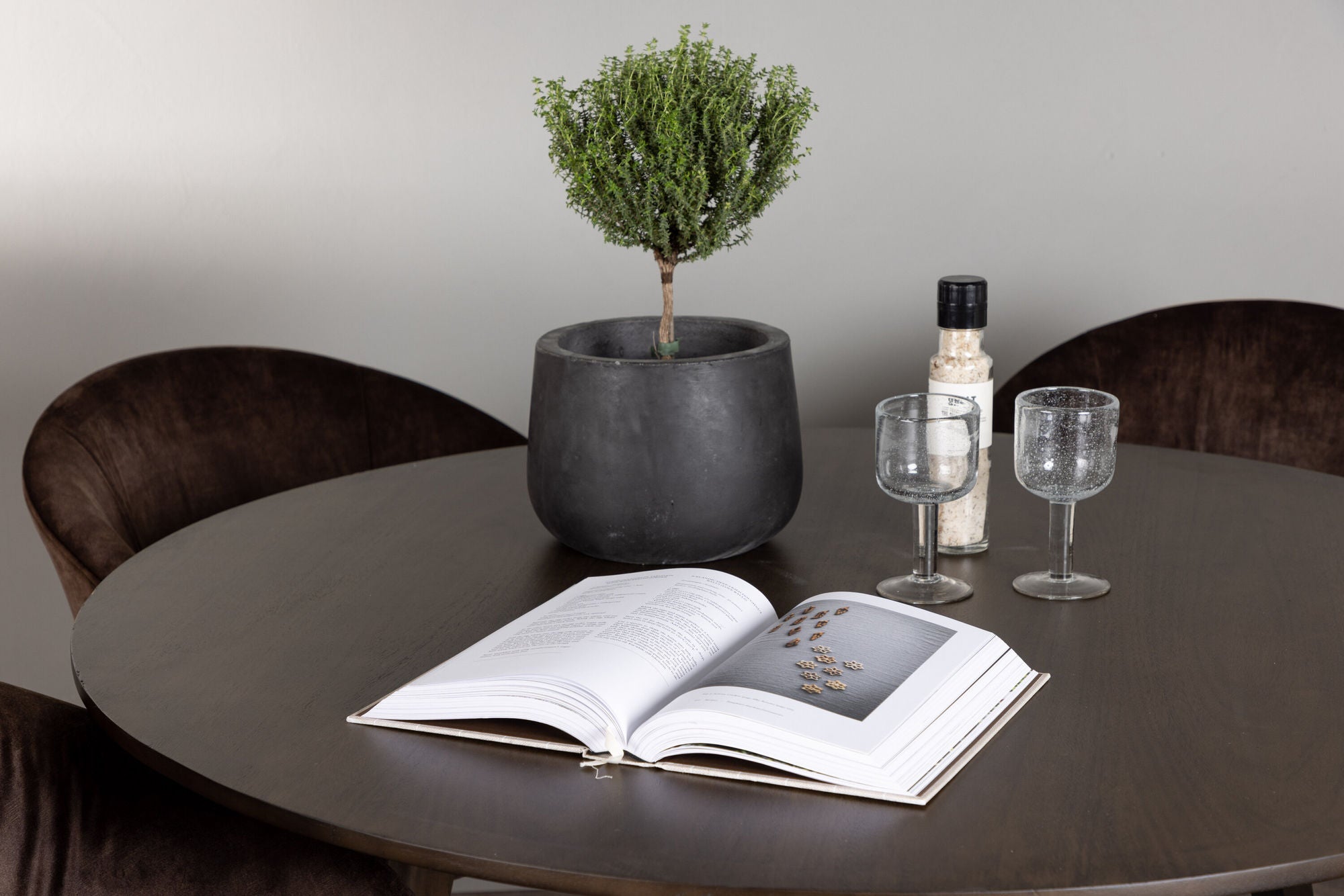 Venture Home Kaseidon spisebord - rund - Rubberwood / Dark Brown MDF +Evening Spisebordsstol - Matte brown / Brown Fabric _4