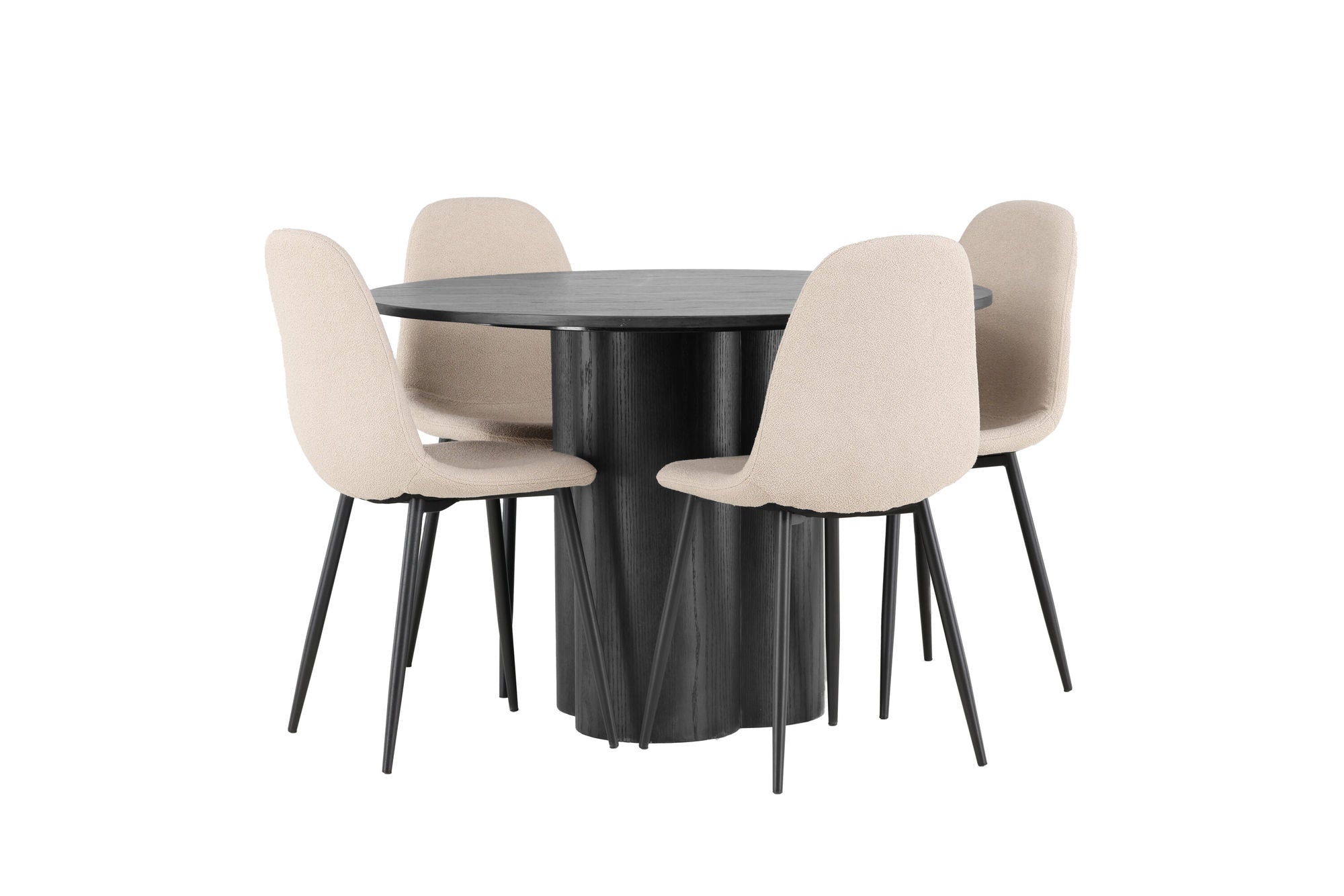 Venture Home Olivia spisebord - Black / Black Veneer +Polar Spisebordsstol - Black / Beige Boucle _4