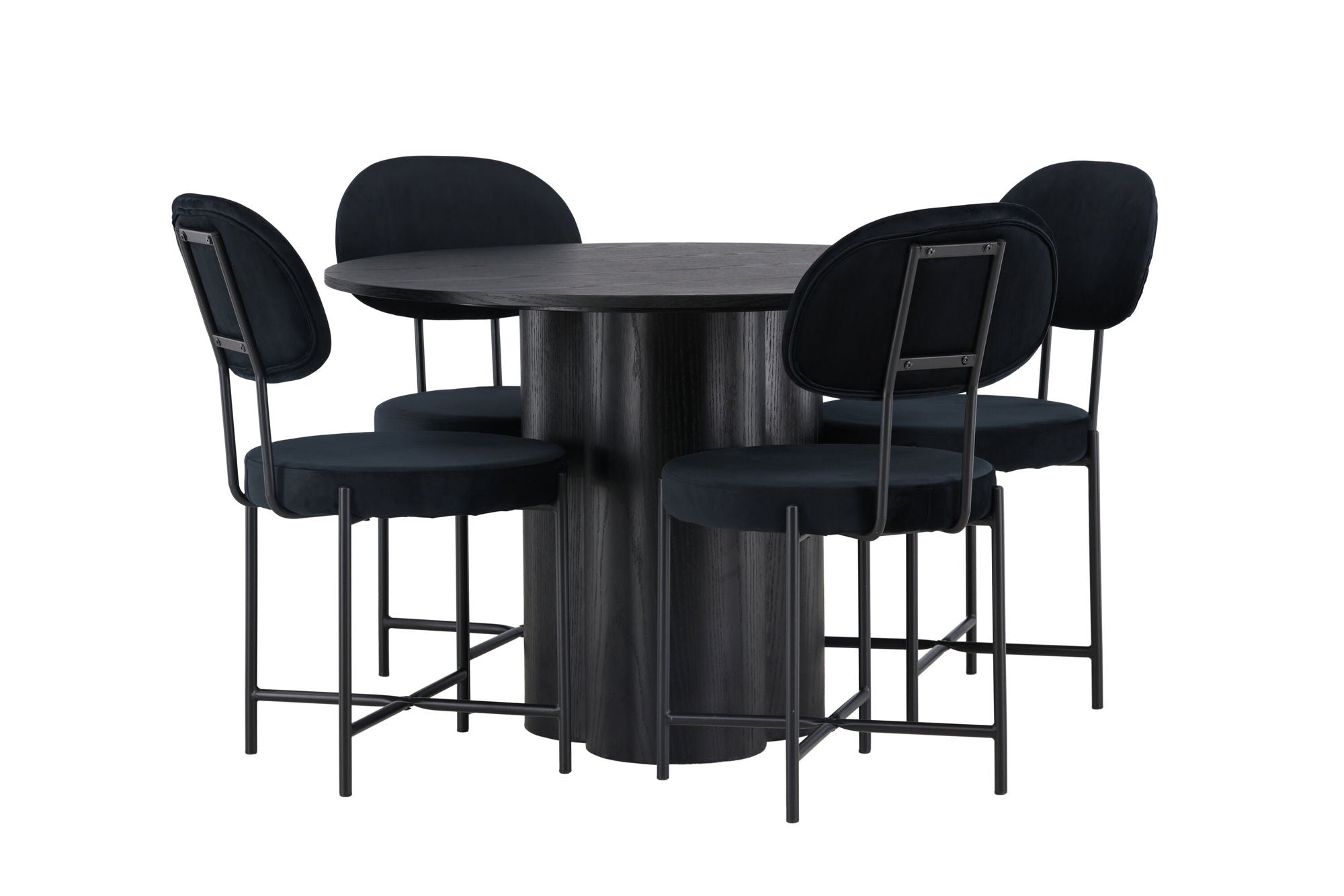 Venture Home Olivia spisebord - Black / Black Veneer +Stella Spisebordsstol - Black / Black Velvet _4