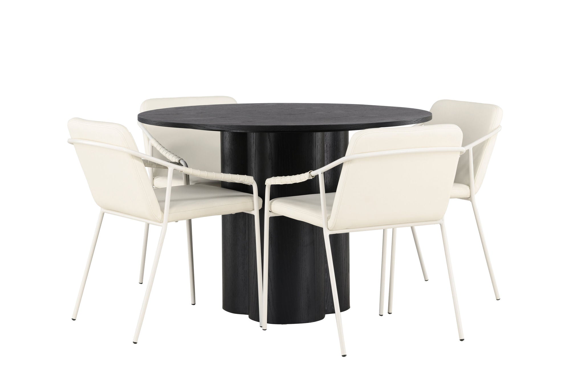 Venture Home Olivia spisebord - Black / Black Veneer +Tvist Spisebordsstol - Beige / Beige PU _4