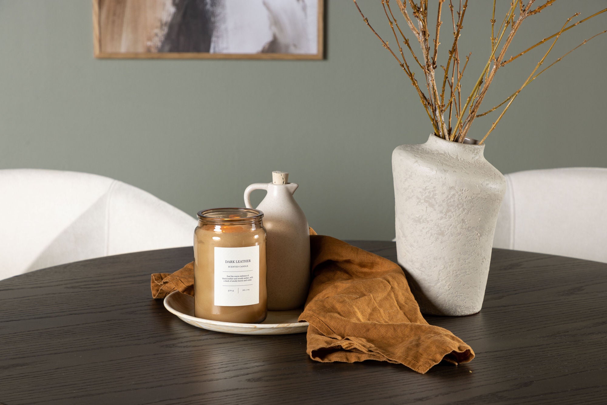 Venture Home Olivia spisebord - Mocca / Mocca Veneer +Day Spisebordsstol - Matte black / White Linen _4