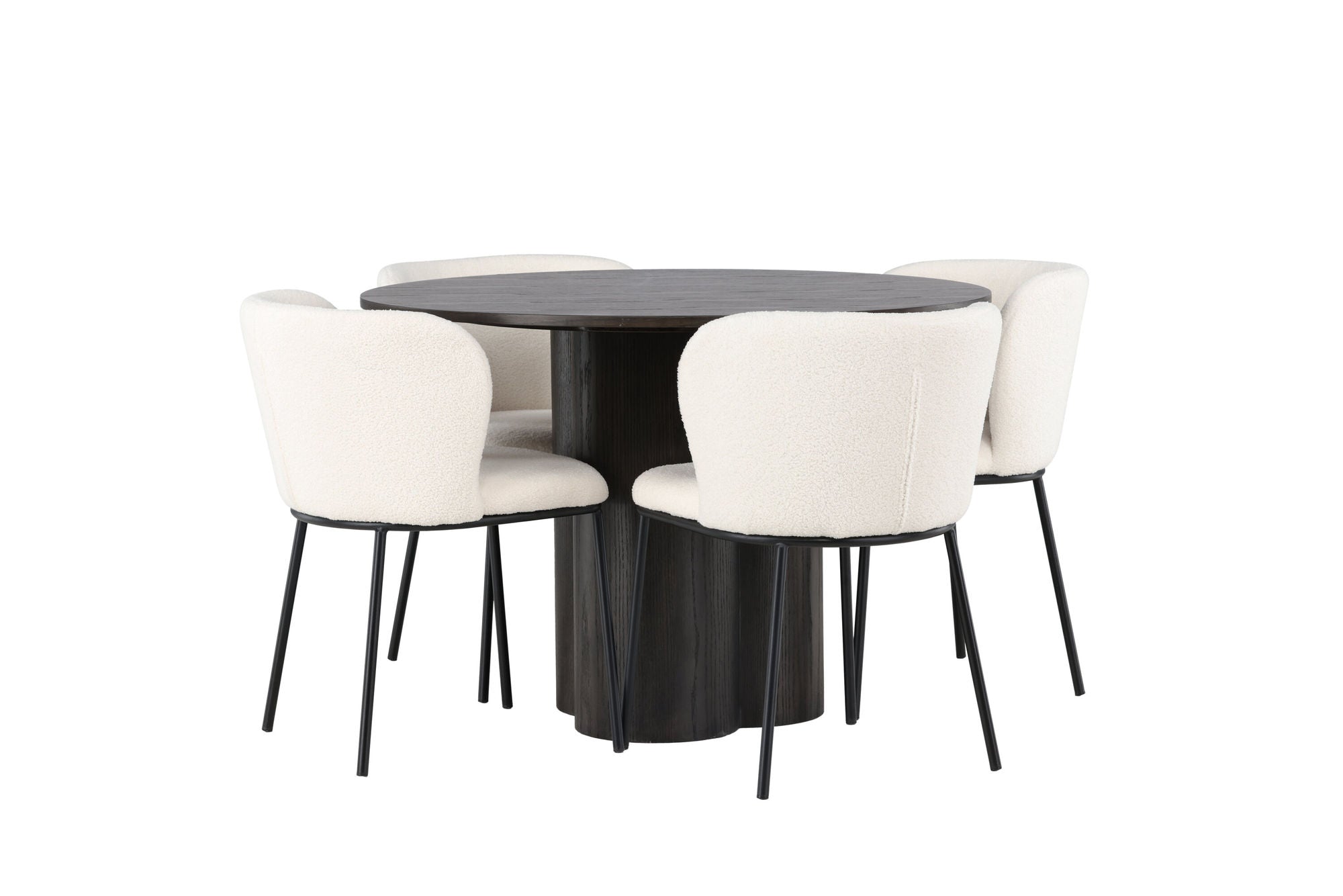 Venture Home Olivia spisebord - Mocca / Mocca Veneer +Edina Spisebordsstol - Black / White Boucle _4