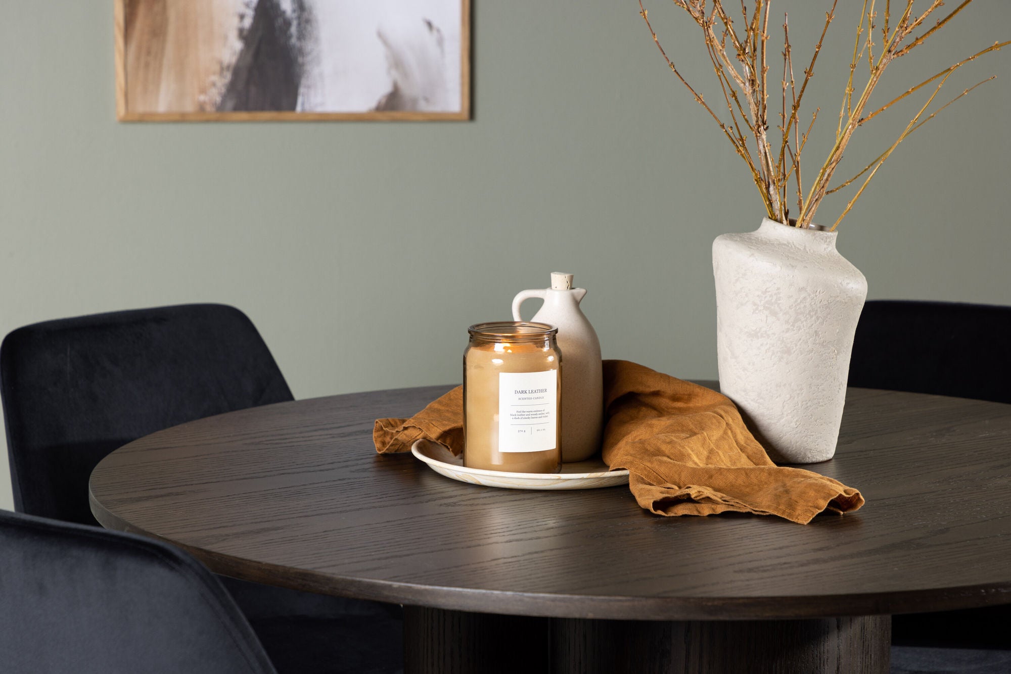 Venture Home Olivia spisebord - Mocca / Mocca Veneer +Night Spisebordsstol - Black / Black Velvet _4