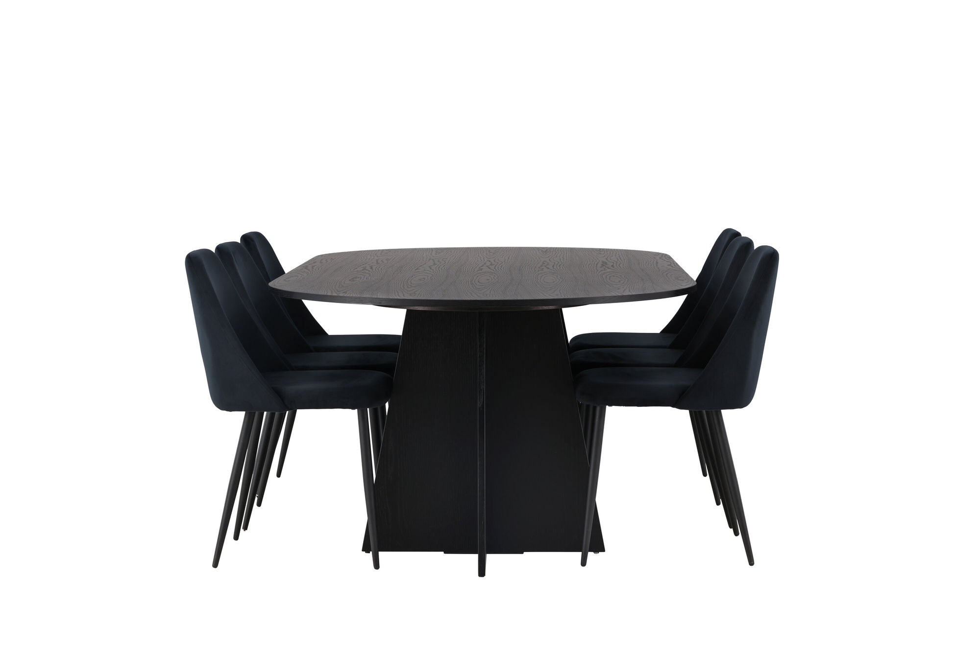 Venture Home Bootcut Oval spisebord - Black / Black Fanéer +Night Spisebordsstol - Black / Black Velvet _6
