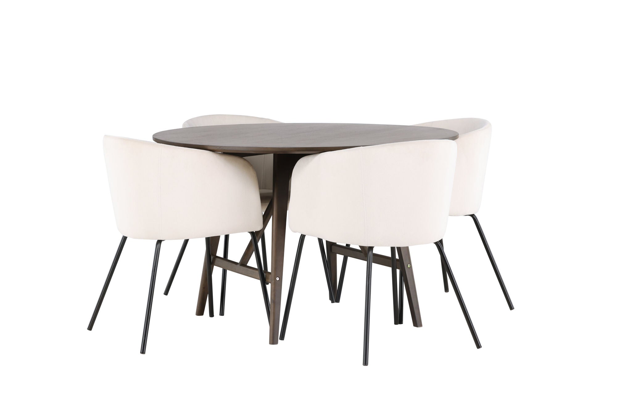 Venture Home Kaseidon spisebord - rund - Rubberwood / Dark Brown MDF +Berit stol - Black / Beige Velvet _4
