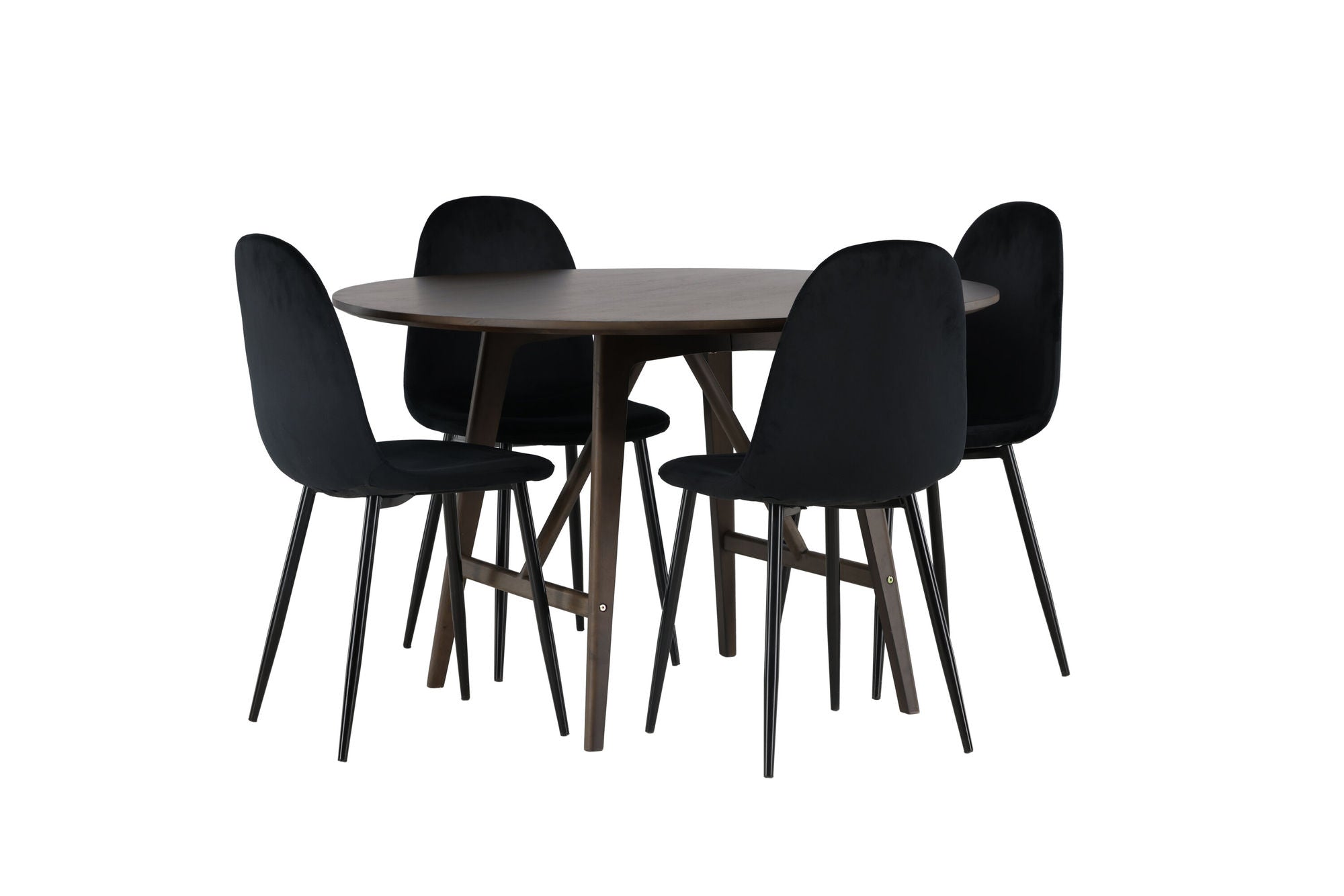 Venture Home Kaseidon spisebord - rund - Rubberwood / Dark Brown MDF +Polar Spisebordsstol - Black legs / Black Velvet _4