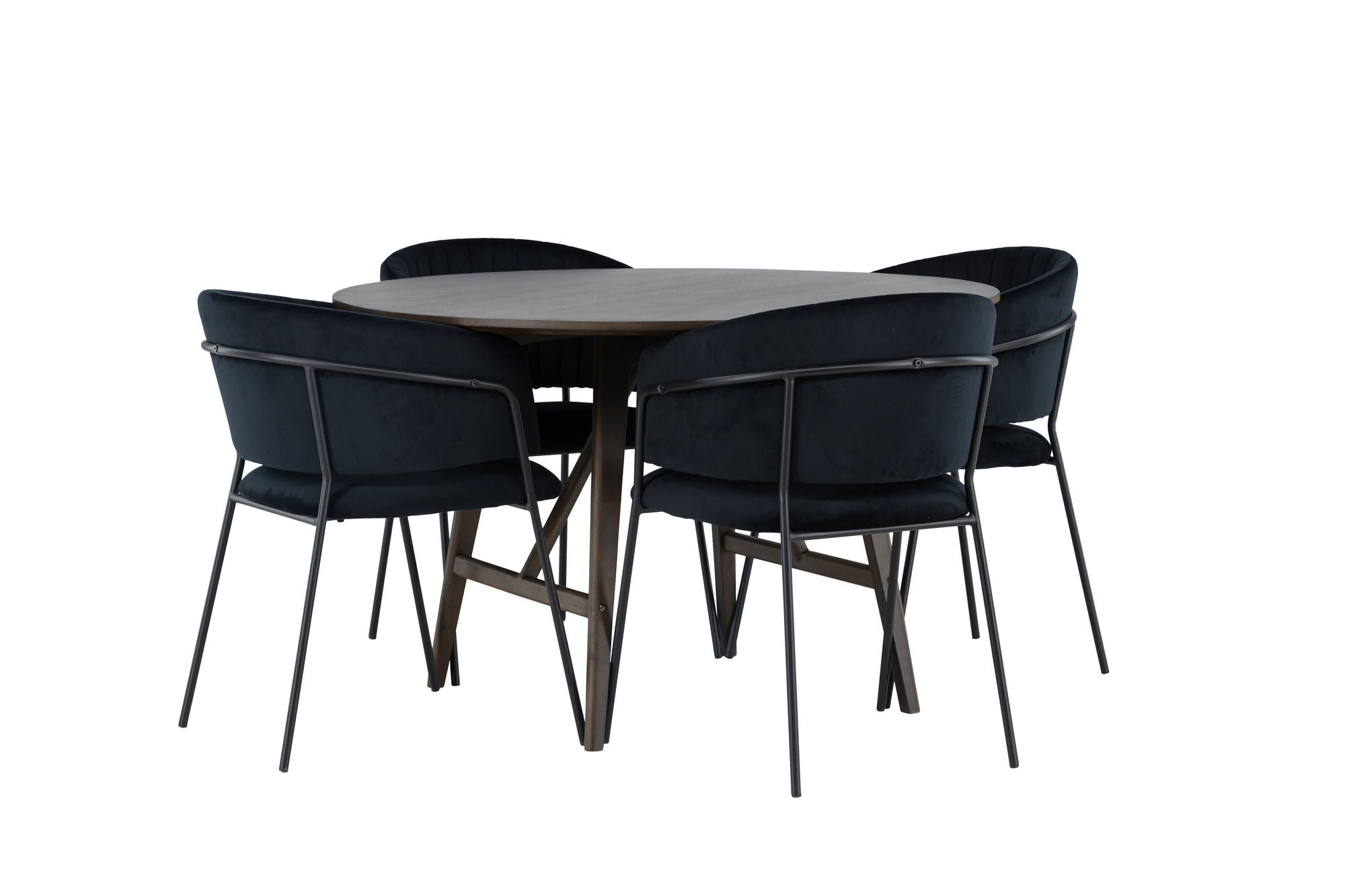 Venture Home Kaseidon spisebord - rund - Rubberwood / Dark Brown MDF +Selma Spisebordsstol - Black / Black Velvet _4