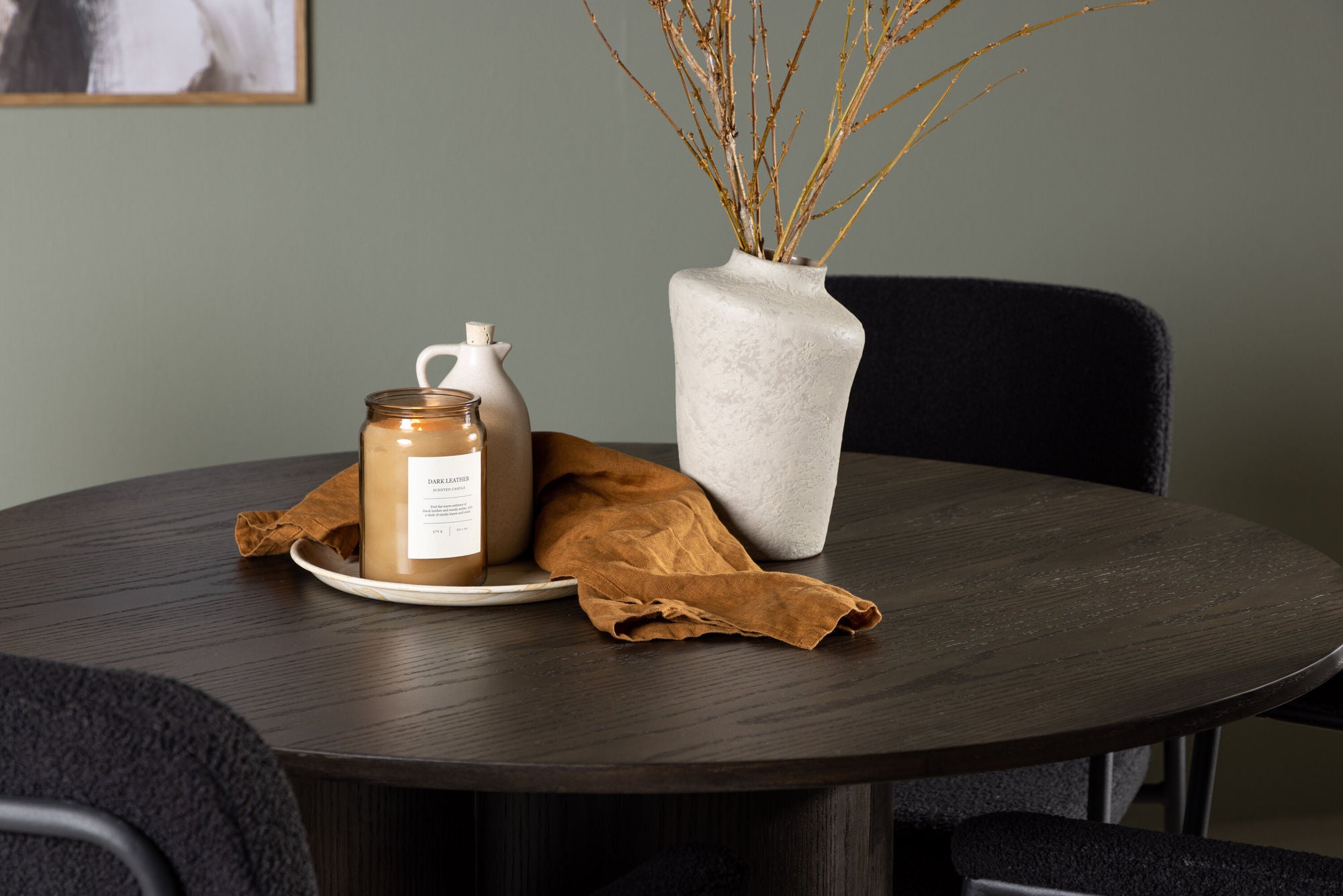 Venture Home Olivia spisebord - Mocca / Mocca Veneer +Yesterday Spisebordsstol - Black / Black Boucle _4