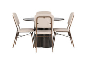 Venture Home Olivia spisebord - Mocca / Mocca Veneer +Seda Spisebordsstol - Matte brown / Beige Fabric _4