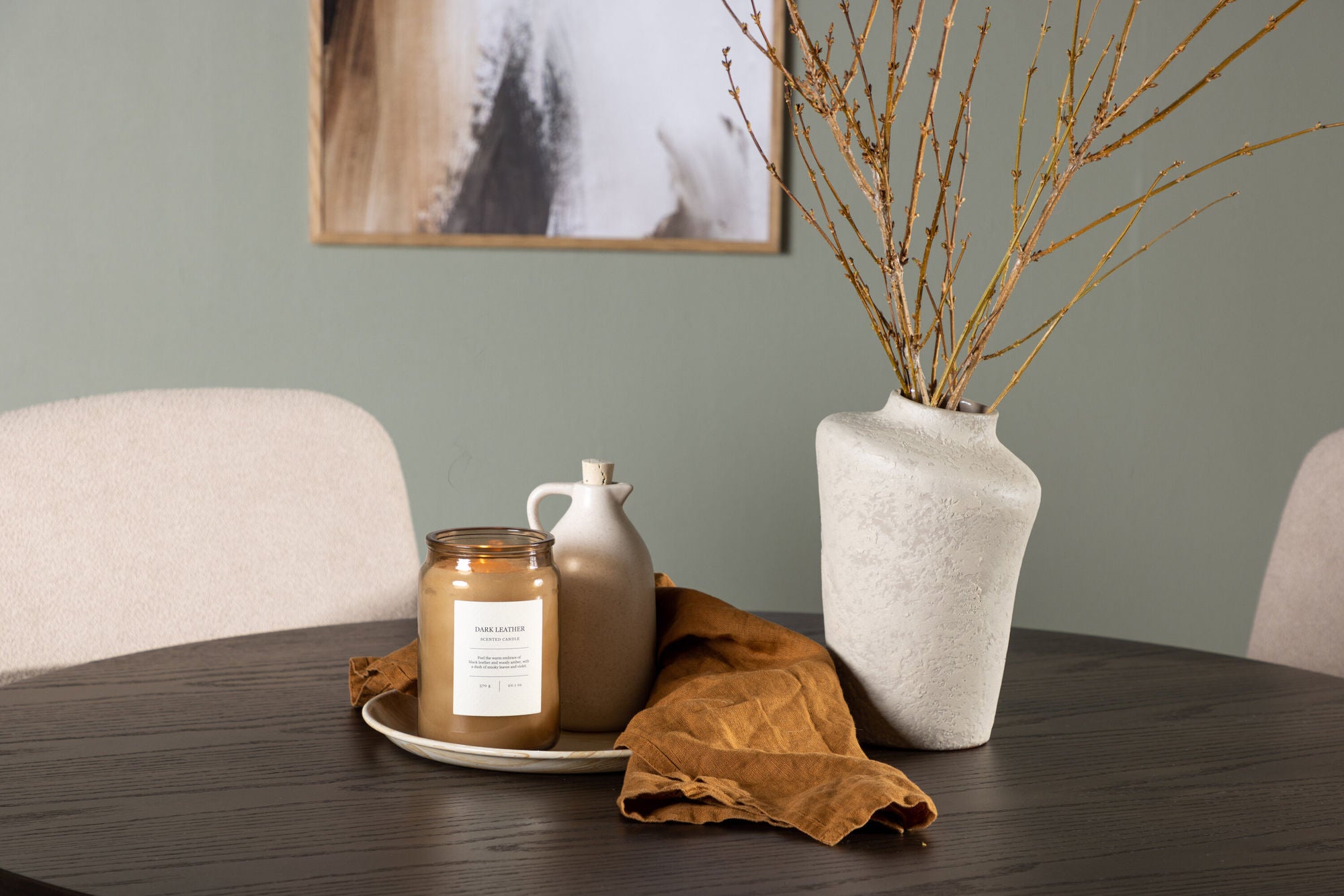 Venture Home Olivia spisebord - Mocca / Mocca Veneer +Seda Spisebordsstol - Matte brown / Beige Fabric _4