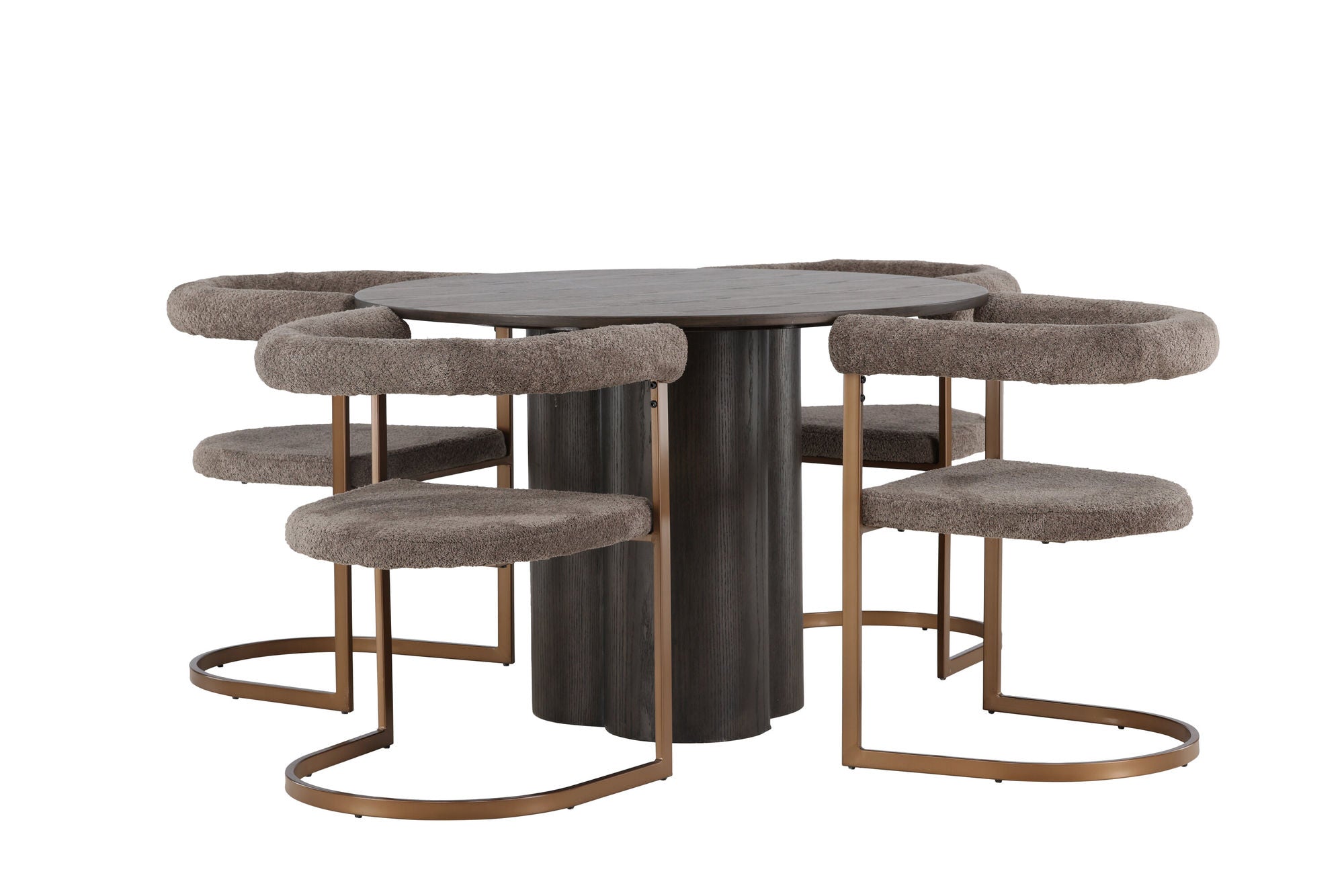 Venture Home Olivia spisebord - Mocca / Mocca Veneer +Morning Spisebordsstol - Black / Black Boucle _4