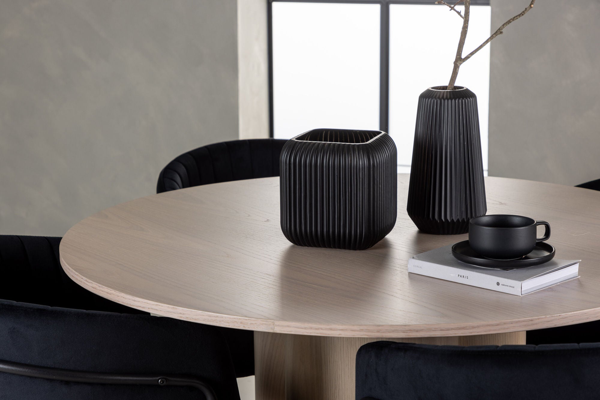 Venture Home Olivia spisebord - White Wash Veneer +Selma Spisebordsstol - Black / Black Velvet _4
