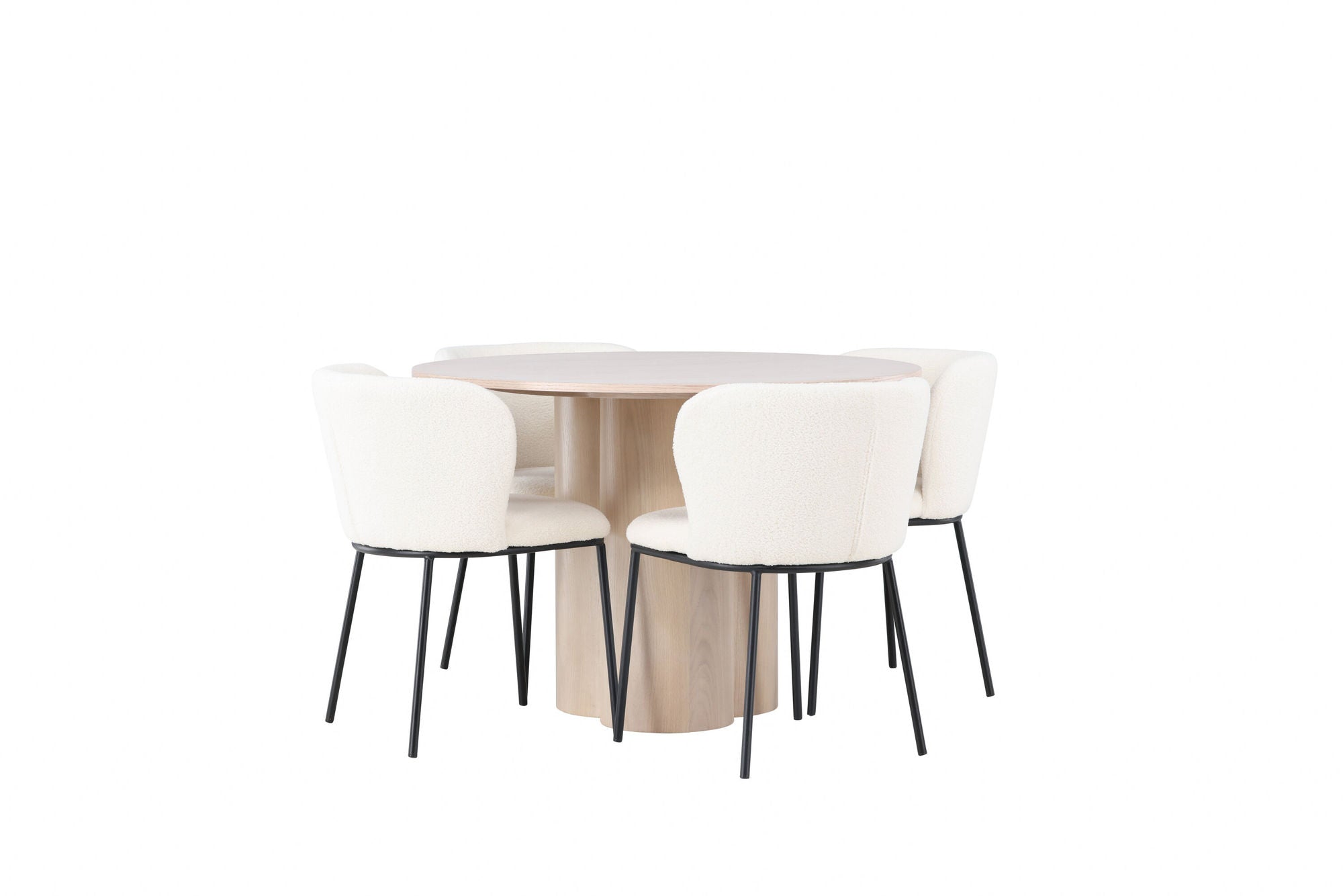 Venture Home Olivia spisebord - White Wash Veneer +Edina Spisebordsstol - Black / White Boucle _4