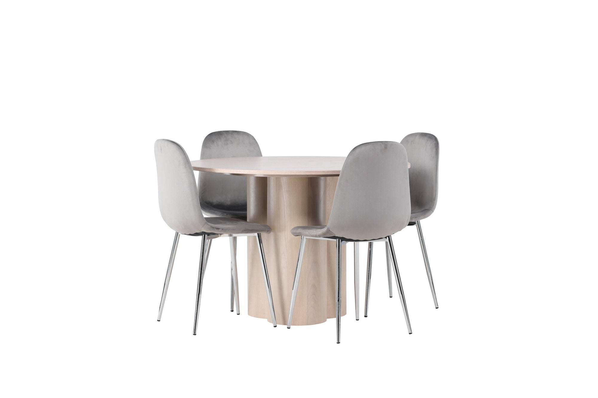 Venture Home Olivia spisebord - White Wash Veneer +Eva Spisebordsstol - Light grey / Light grey Velvet _4