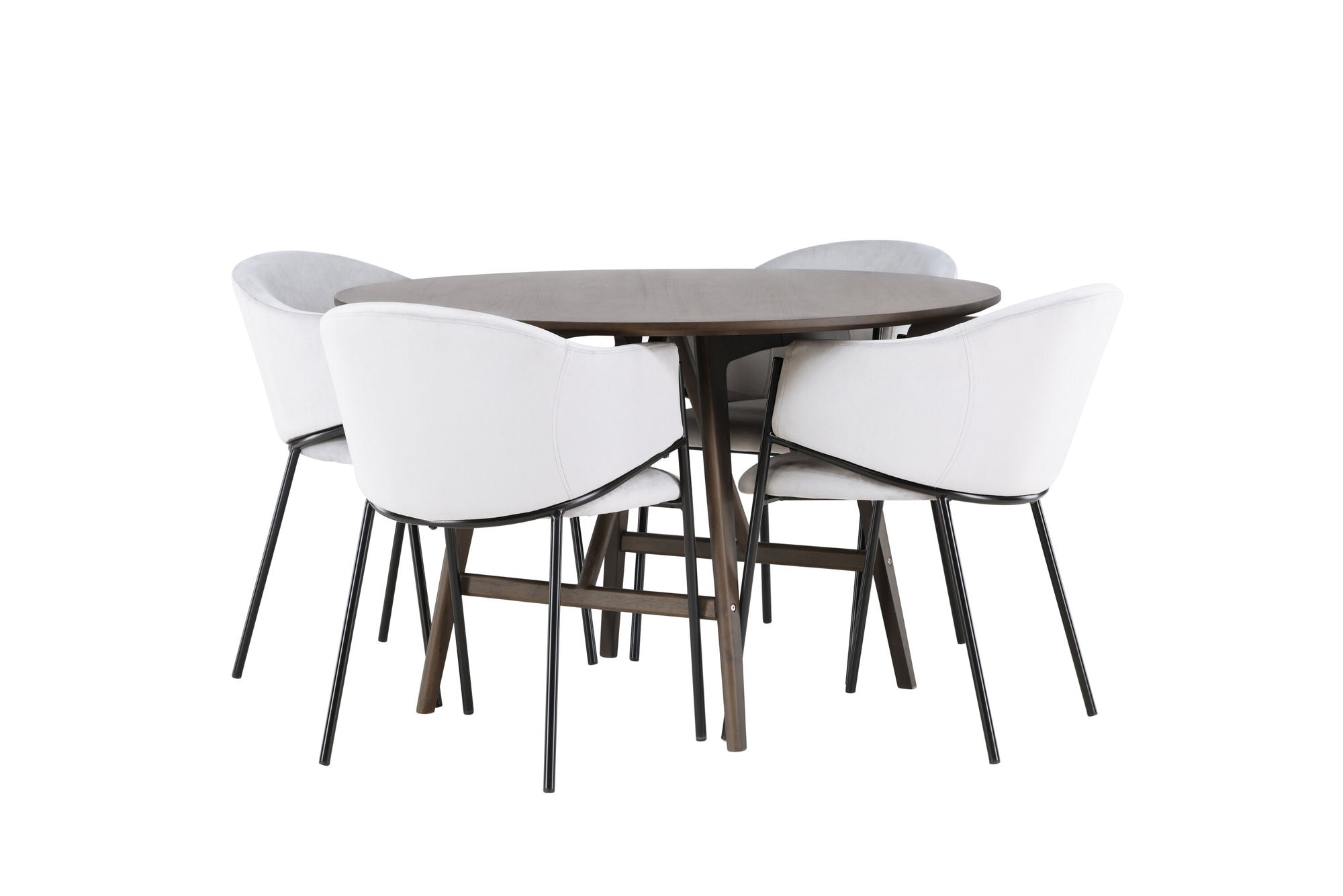 Venture Home Kaseidon spisebord - rund - Rubberwood / Dark Brown MDF +Evelina Spisebordsstol - Black / Light grey Velvet _4