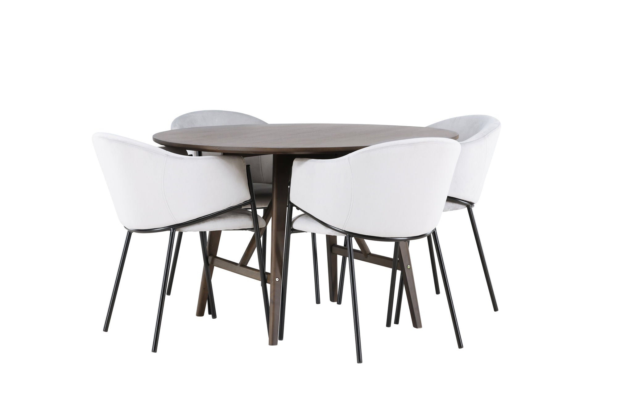 Venture Home Kaseidon spisebord - rund - Rubberwood / Dark Brown MDF +Evelina Spisebordsstol - Black / Light grey Velvet _4