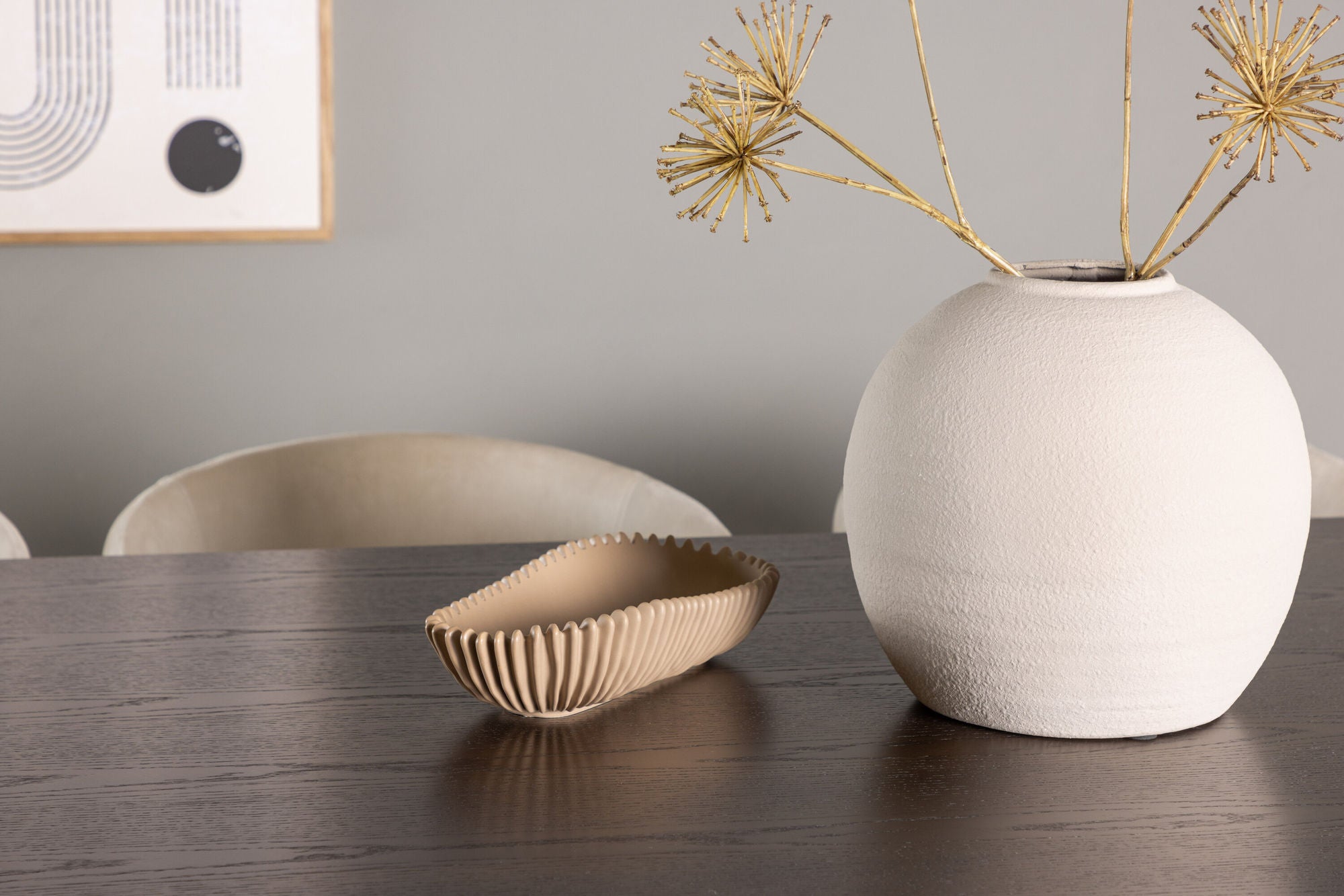 Venture Home Ystad spisebord - Black / Mocca Oak Veneer +Berit stol - Black / Beige Velvet _6