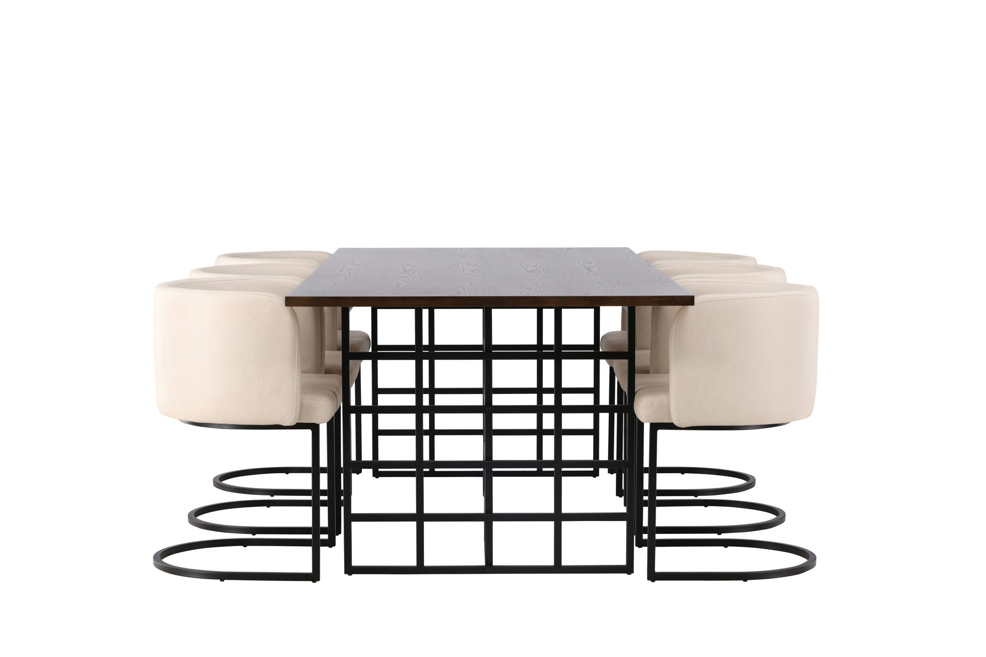 Venture Home Ystad spisebord - Black / Mocca Oak Veneer +Simrishman Spisebordsstol - Black / Beige TC-fabric _6