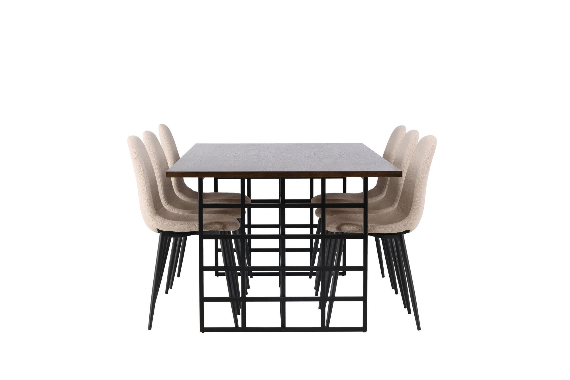 Venture Home Ystad spisebord - Black / Mocca Oak Veneer +Polar Spisebordsstol - Black / Beige Boucle _6