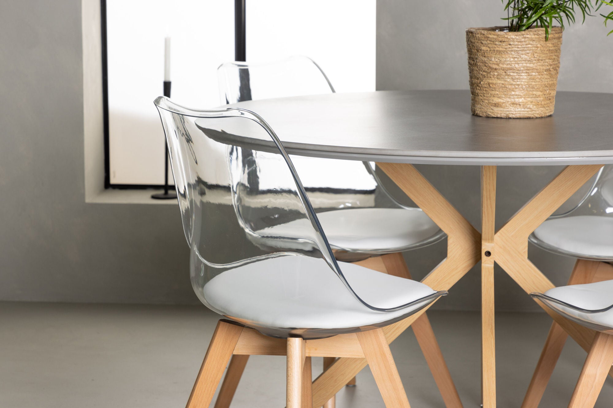 Venture Home Piazza spisebord - Natural / Dark Grey Spraystone +Edvin Spisebordsstol - Nature / PET (seat cushion white) PET surface,seat with usual sponge _4