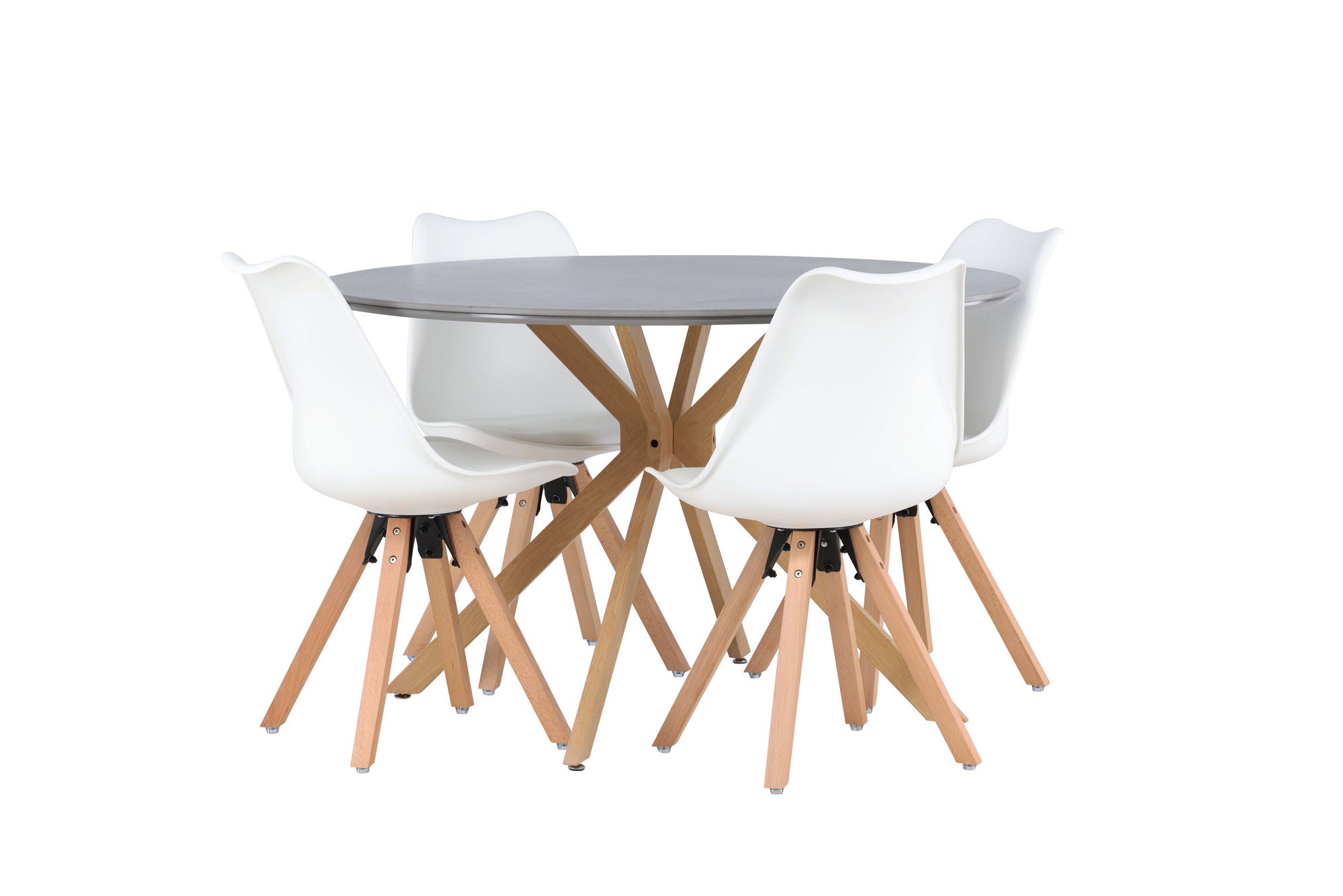Venture Home Piazza spisebord - Natural / Dark Grey Spraystone +Zeno Spisebordsstol - Nature woodlook / White PP _4