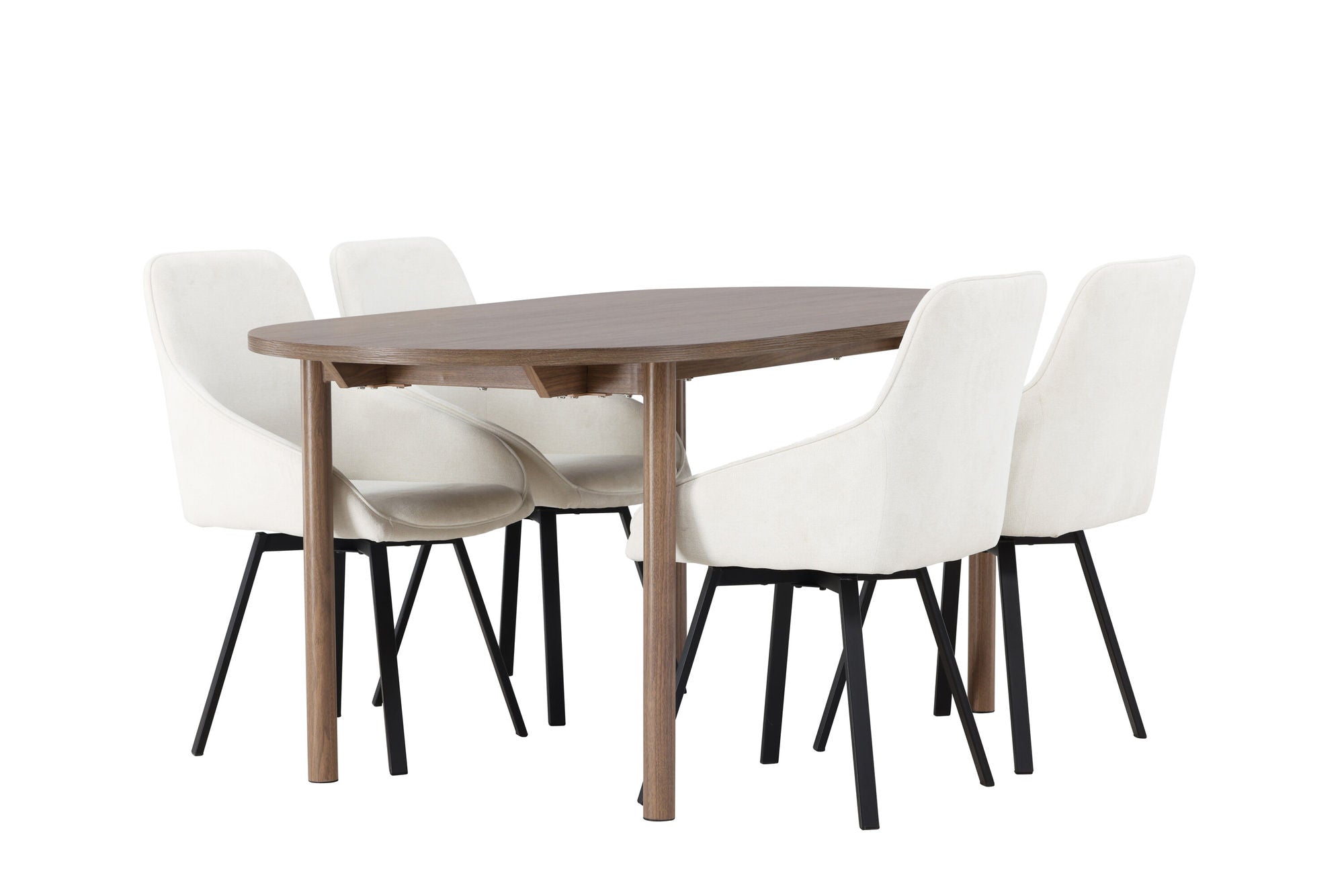 Venture Home Andy spisebord 180*75 - Natural / Natural MDF +Rosie Spisebordsstol - Black / Beige Fabric _4