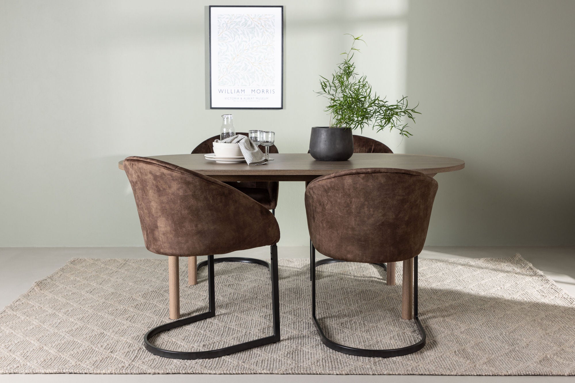 Venture Home Andy spisebord 180*75 - Natural / Natural MDF +Evening Spisebordsstol - Matte brown / Brown Fabric _4