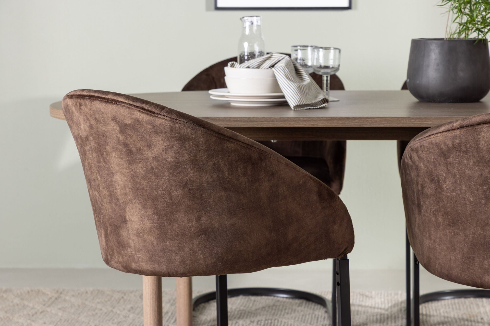 Venture Home Andy spisebord 180*75 - Natural / Natural MDF +Evening Spisebordsstol - Matte brown / Brown Fabric _4