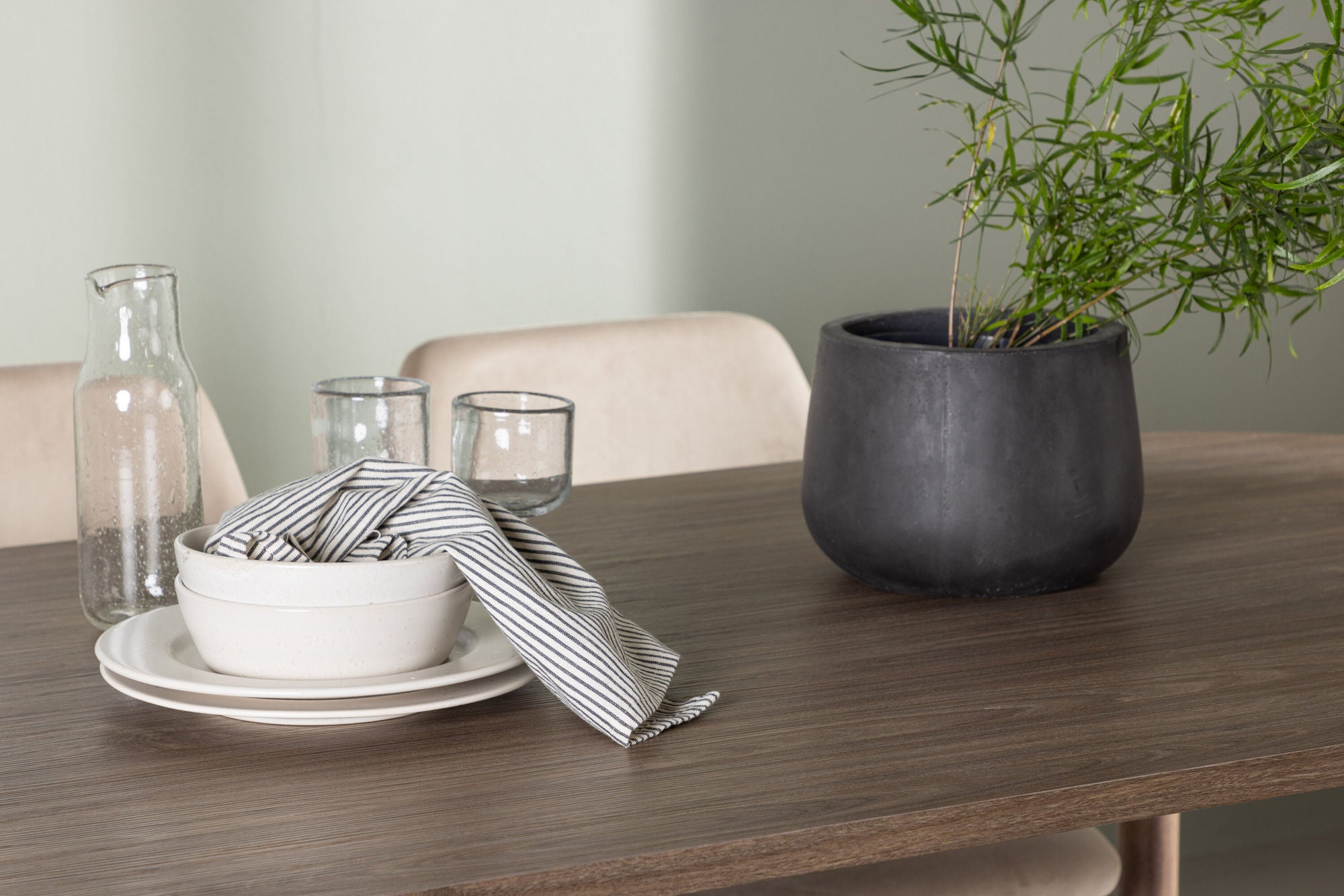 Venture Home Andy spisebord 180*75 - Natural / Natural MDF +Night Spisebordsstol - Dark walnut / Mocca / Brown Fabric _4