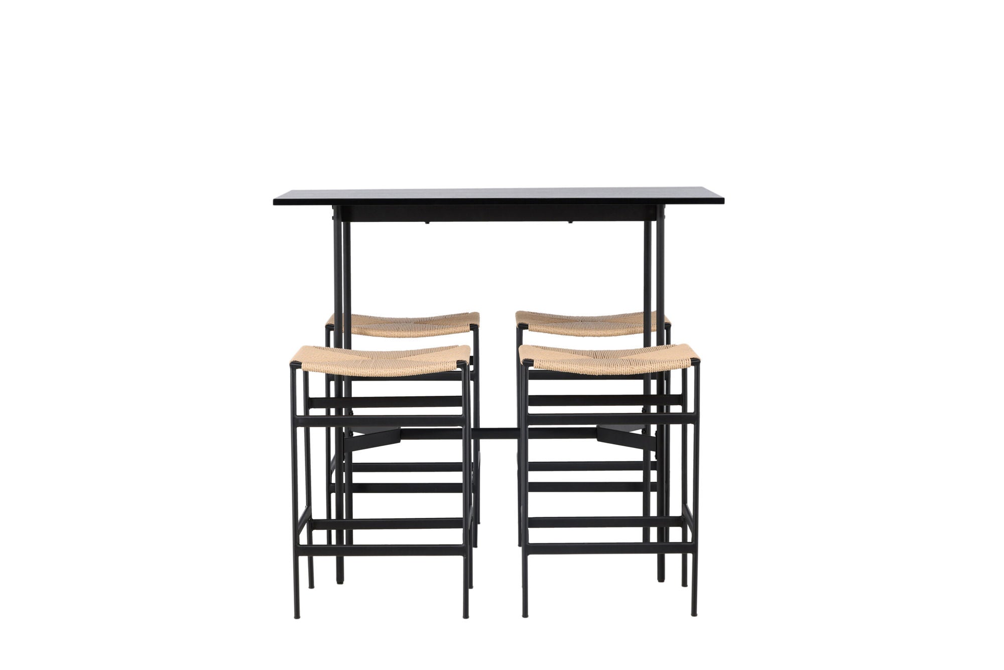 Venture Home Rax Bar bord 120*60 - Black / Black MDF +Polly Bar stol - Black / Nature Rubberwood , Seat Rope _4