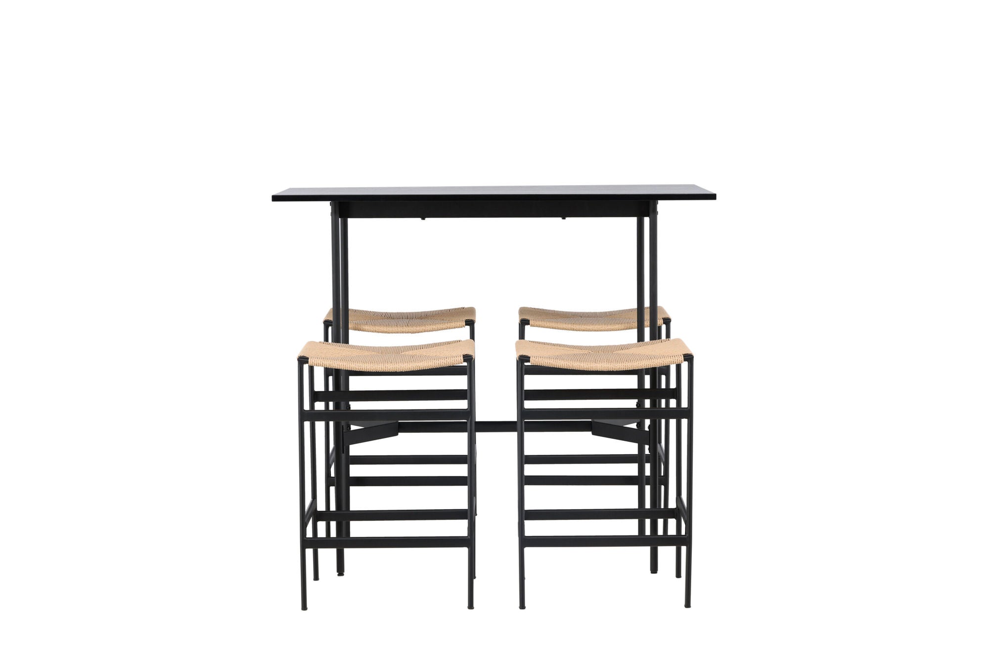 Venture Home Rax Bar bord 120*60 - Black / Black MDF +Polly Bar stol - Black / Nature Rubberwood , Seat Rope _4