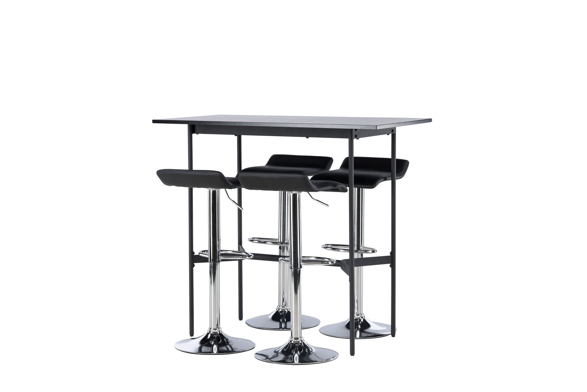 Venture Home Rax Bar bord 120*60 - Black / Black MDF +Jonna Bar stol - Chromed Steel / Black Fabric _4