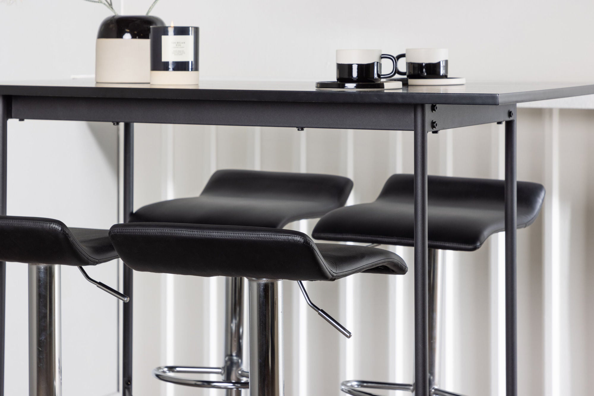 Venture Home Rax Bar bord 120*60 - Black / Black MDF +Jonna Bar stol - Chromed Steel / Black Fabric _4