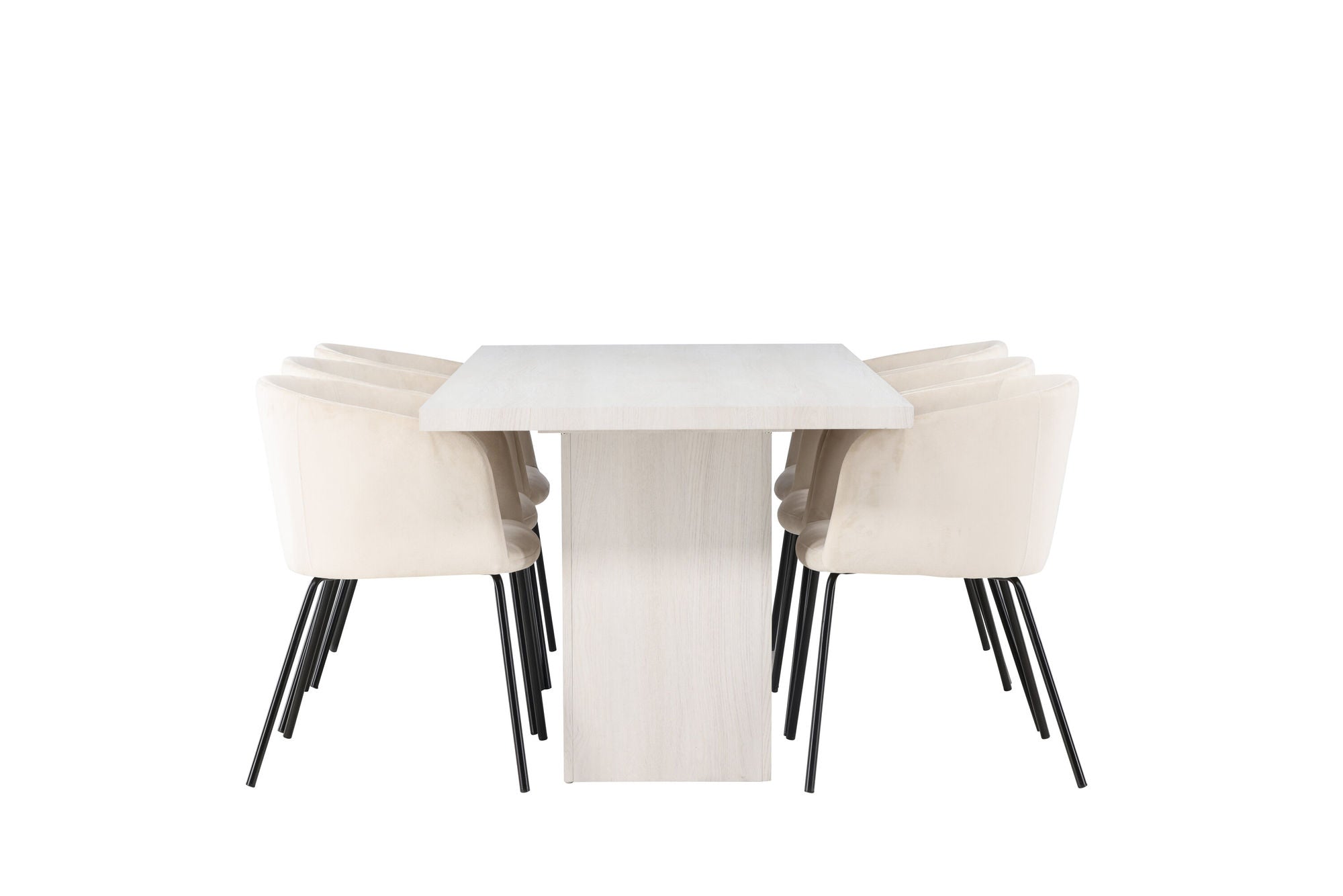 Venture Home Olga spisebord 200*75 - White Wash +Berit stol - Black / Beige Velvet _6