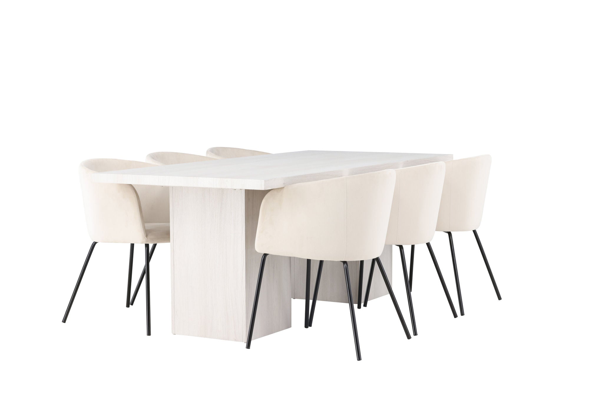 Venture Home Olga spisebord 200*75 - White Wash +Berit stol - Black / Beige Velvet _6