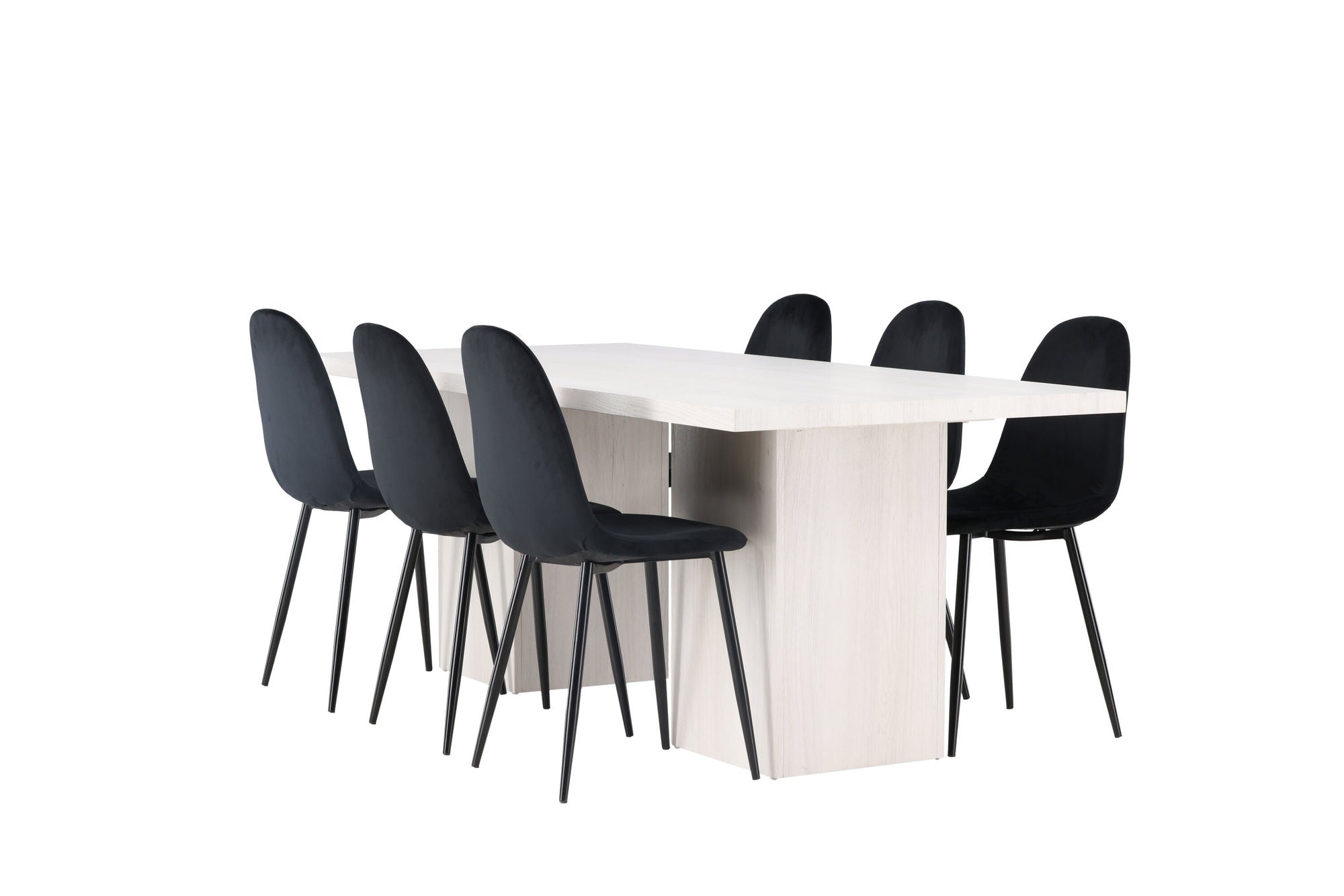 Venture Home Olga spisebord 200*75 - White Wash +Polar Spisebordsstol - Black legs / Black Velvet _6