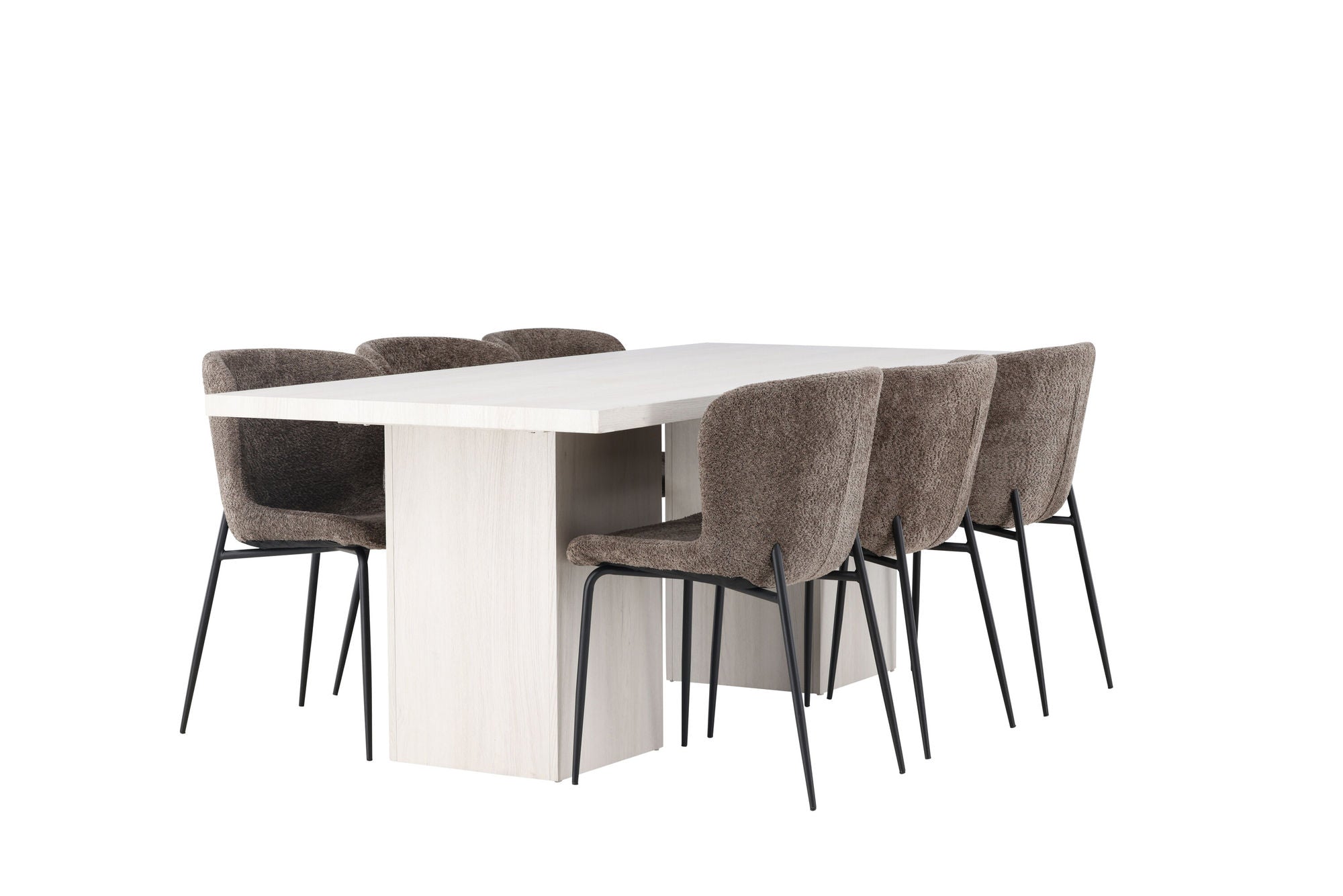 Venture Home Olga spisebord 200*75 - White Wash +Modesto Spisebordsstol - Grey / Smoked Black Boucle _6
